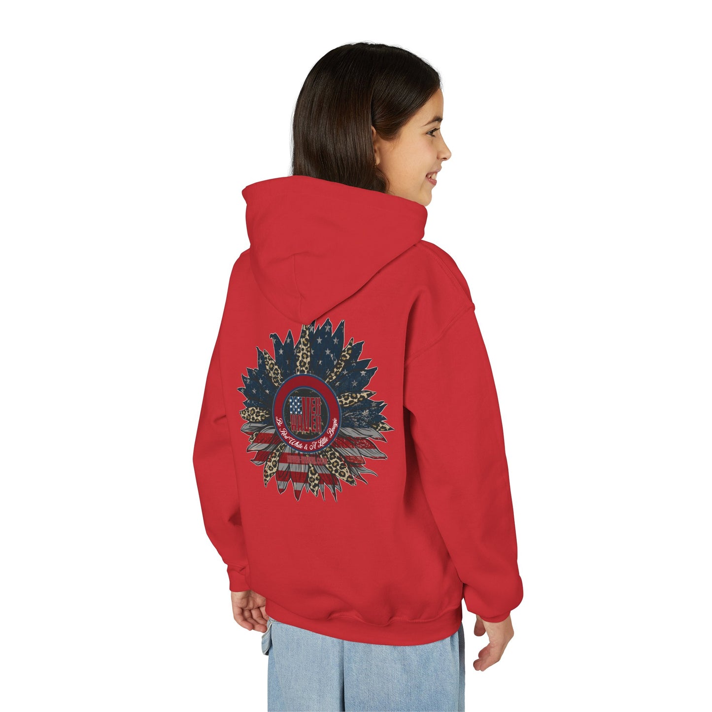 " Never Waver Be Red White and- A Little Bougie" Motivational Youth Heavy Blend Hoodie