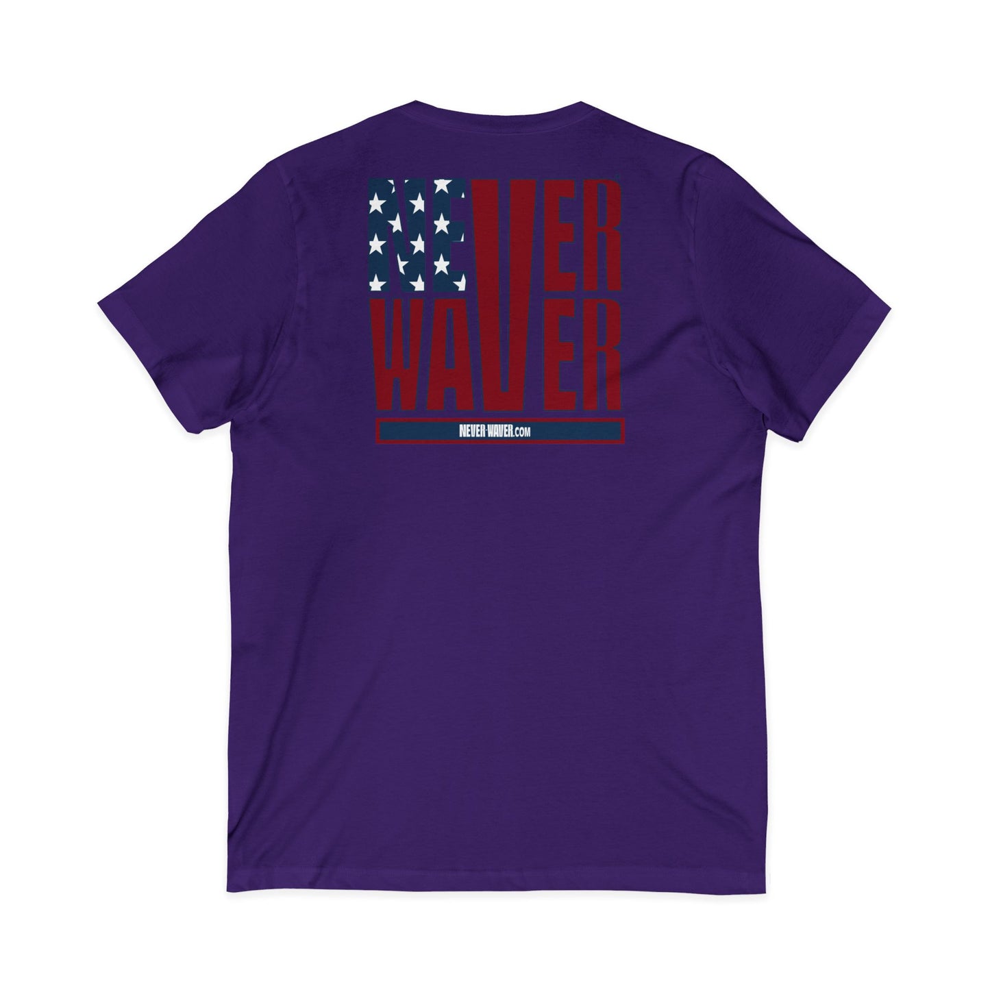 Never Waver Stylized Flag Design Unisex Jersey Short Sleeve V-Neck Tee