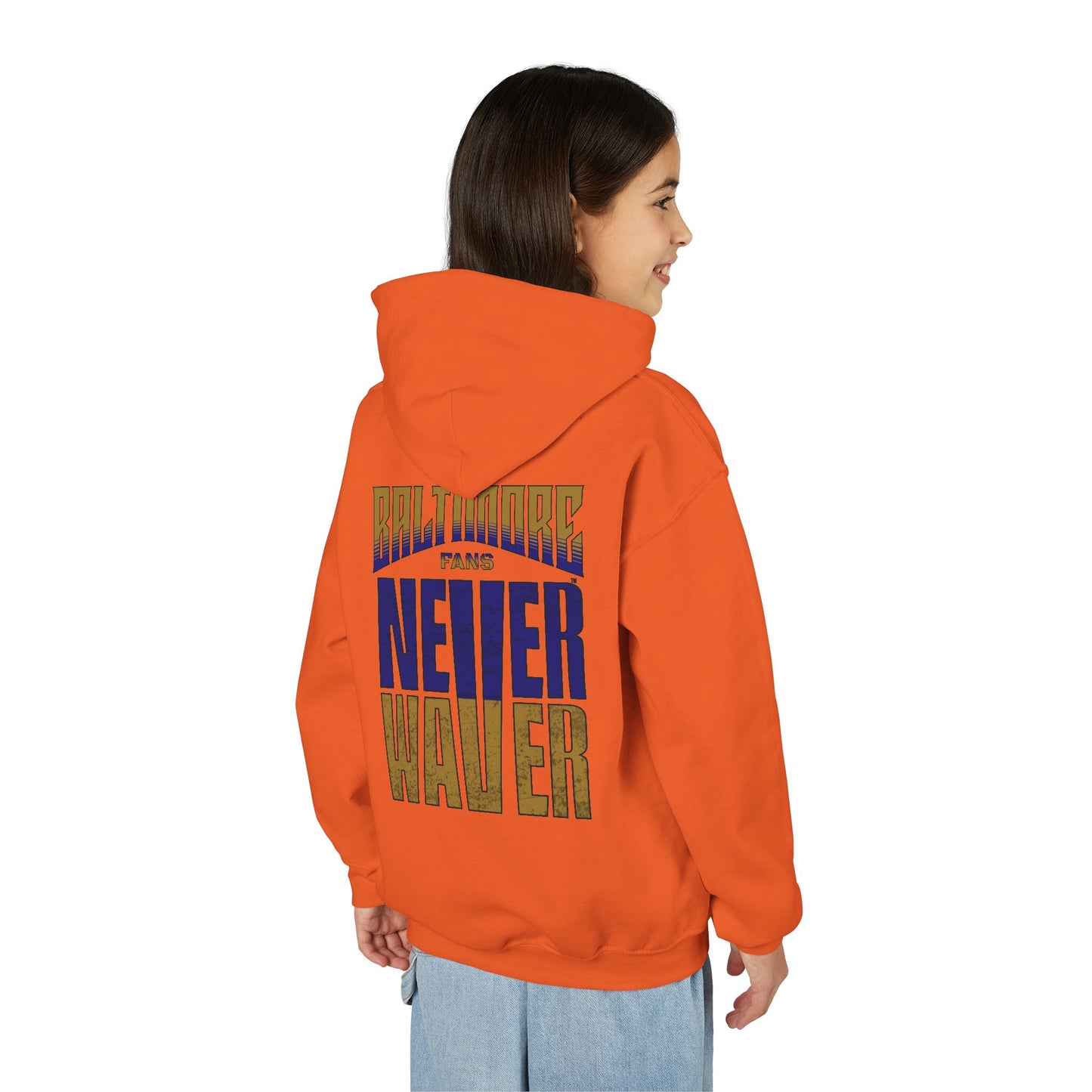 Baltimore Fans Never Waver Youth Heavy Blend Hooded Sweatshirt