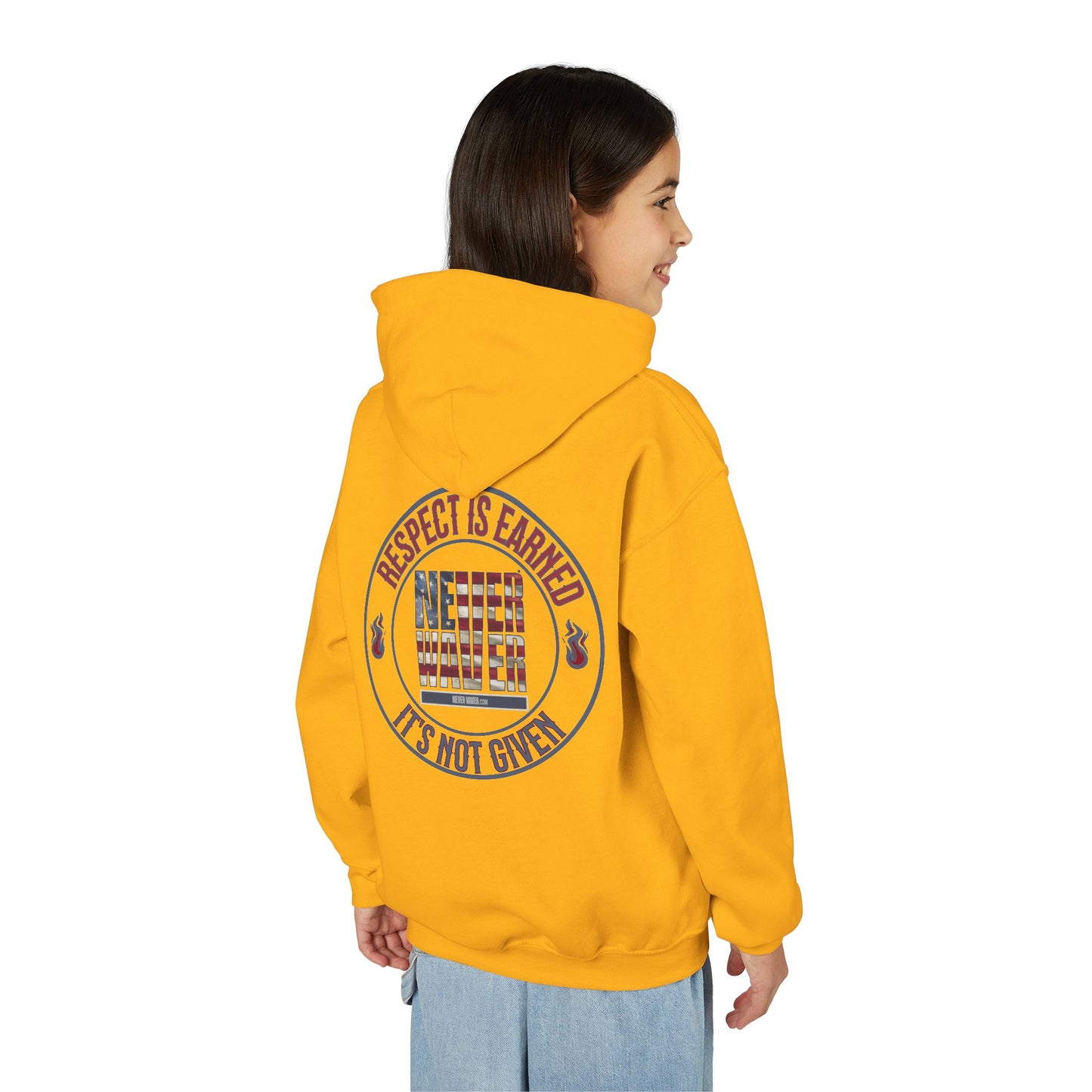 Youth Heavy Blend Hoodie - "Respect is Earned Never Waver It's Not Given" Motivational Sweatshirt