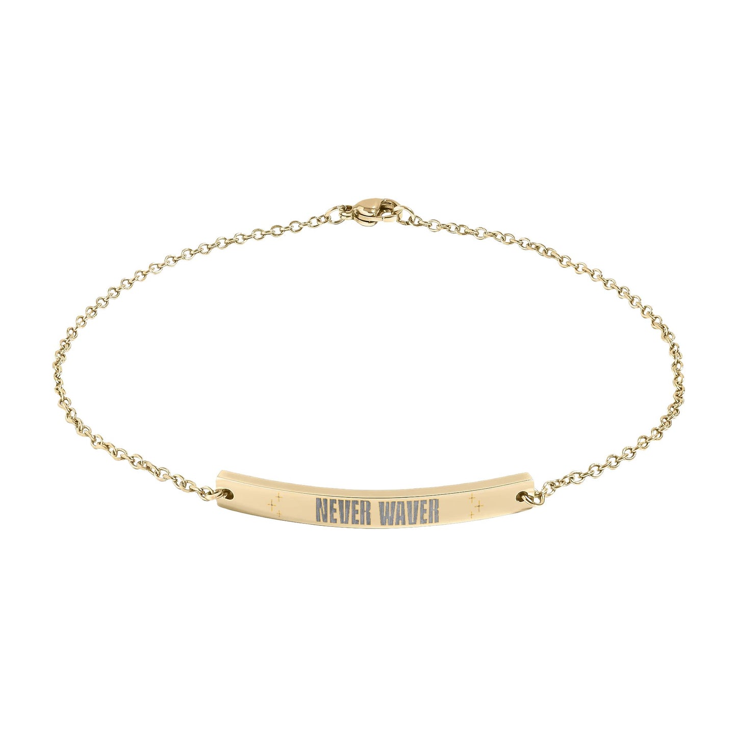 Never Waver Engravable Curved Bar Anklet — Personalized Minimalist Chain Anklet
