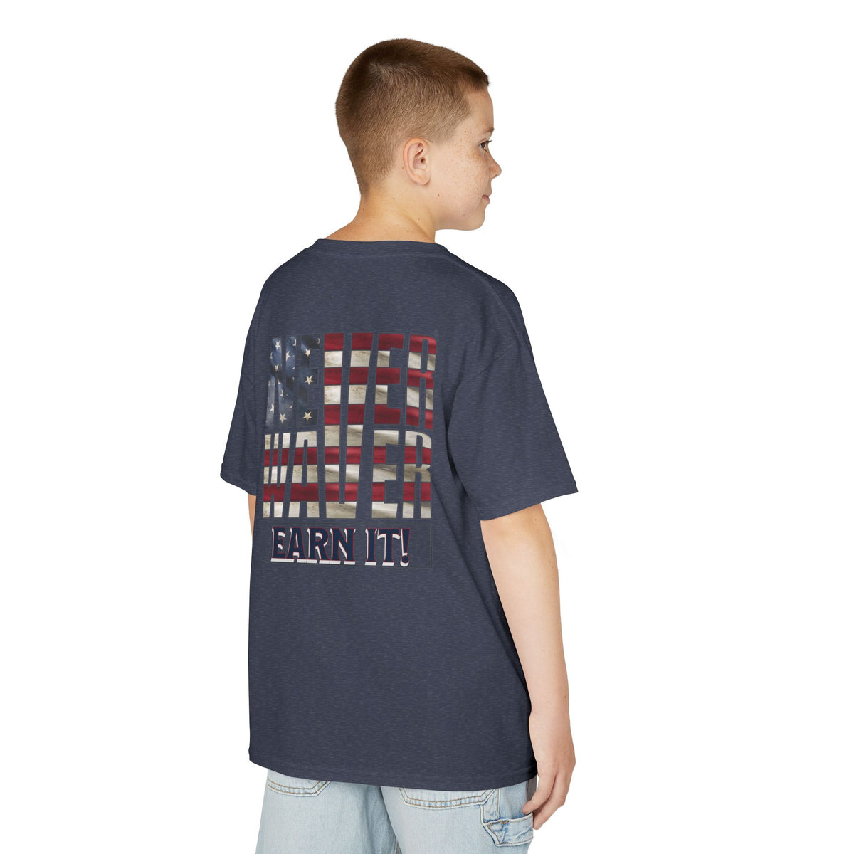 Never Waver® Earn It T-Shirt | Old-School Backbone | Kids Tee