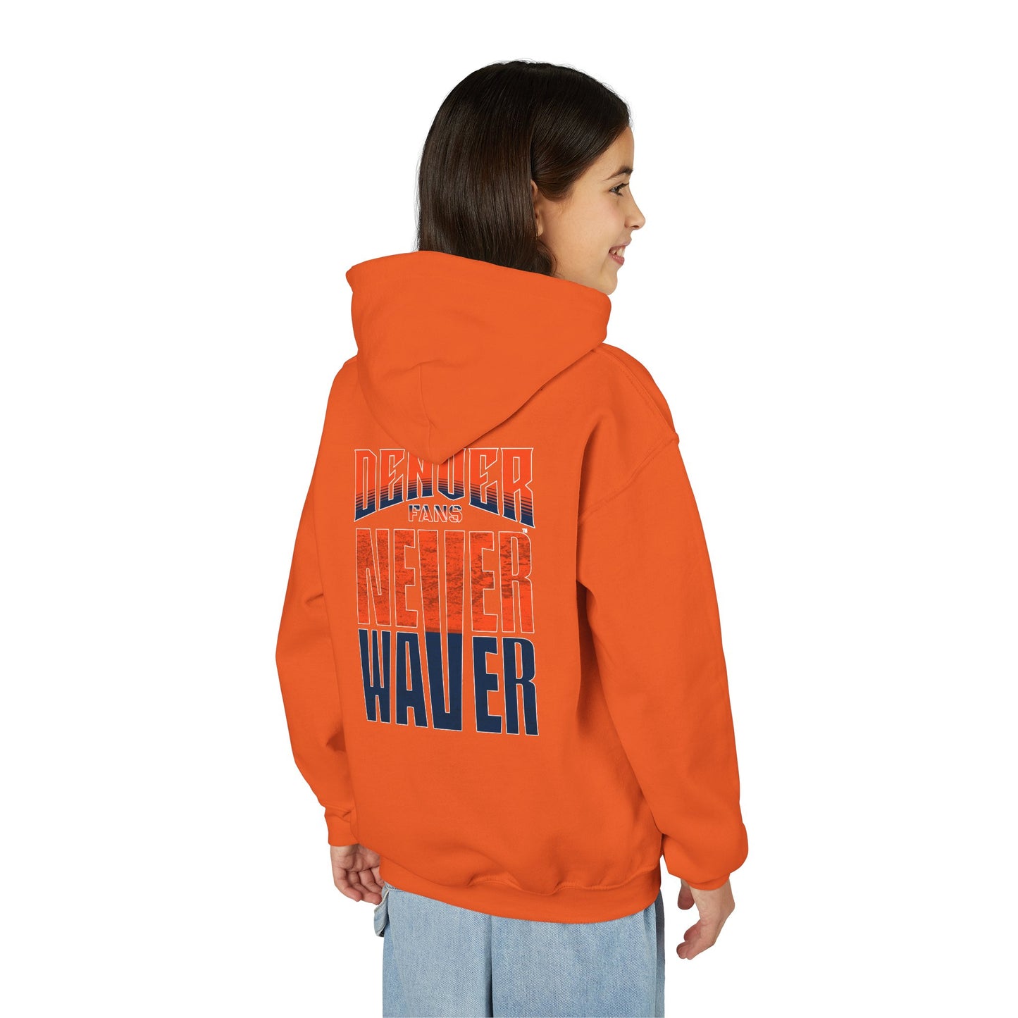 Denver Fans Never Waver Youth Heavy Blend Hoodie Sweatshirt