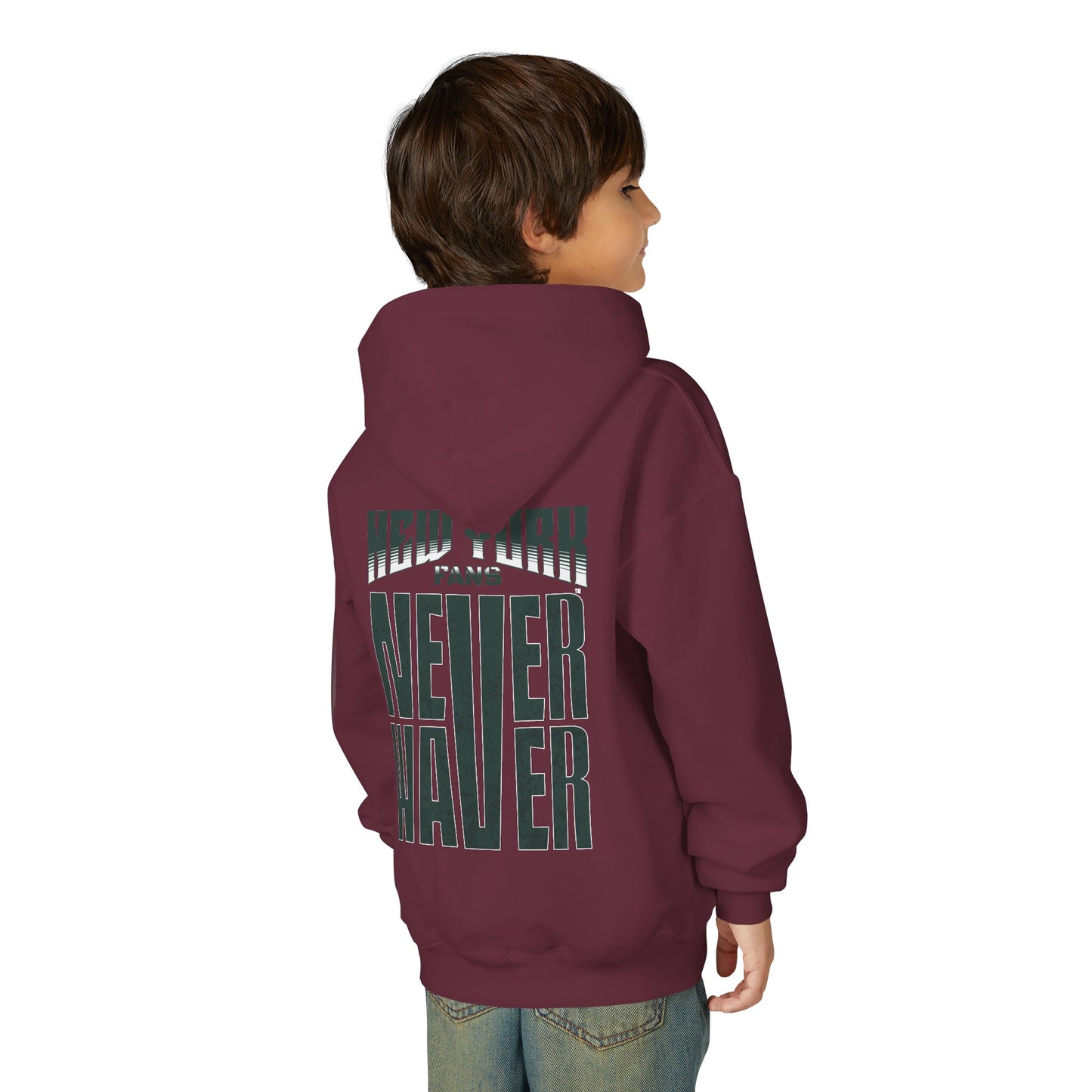 New York Fans Never Waver Youth Heavy Blend Hooded Sweatshirt