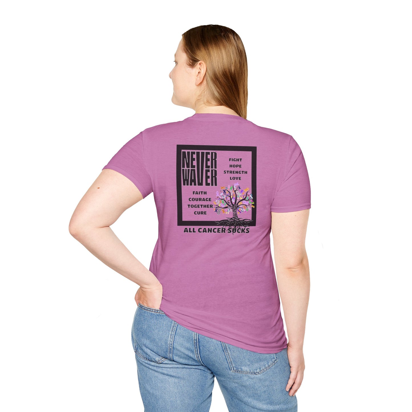 Cancer Awareness Tree Unisex T-Shirt Never Waver Tree of Cancer Ribbons ALL CANCERS SUCK!