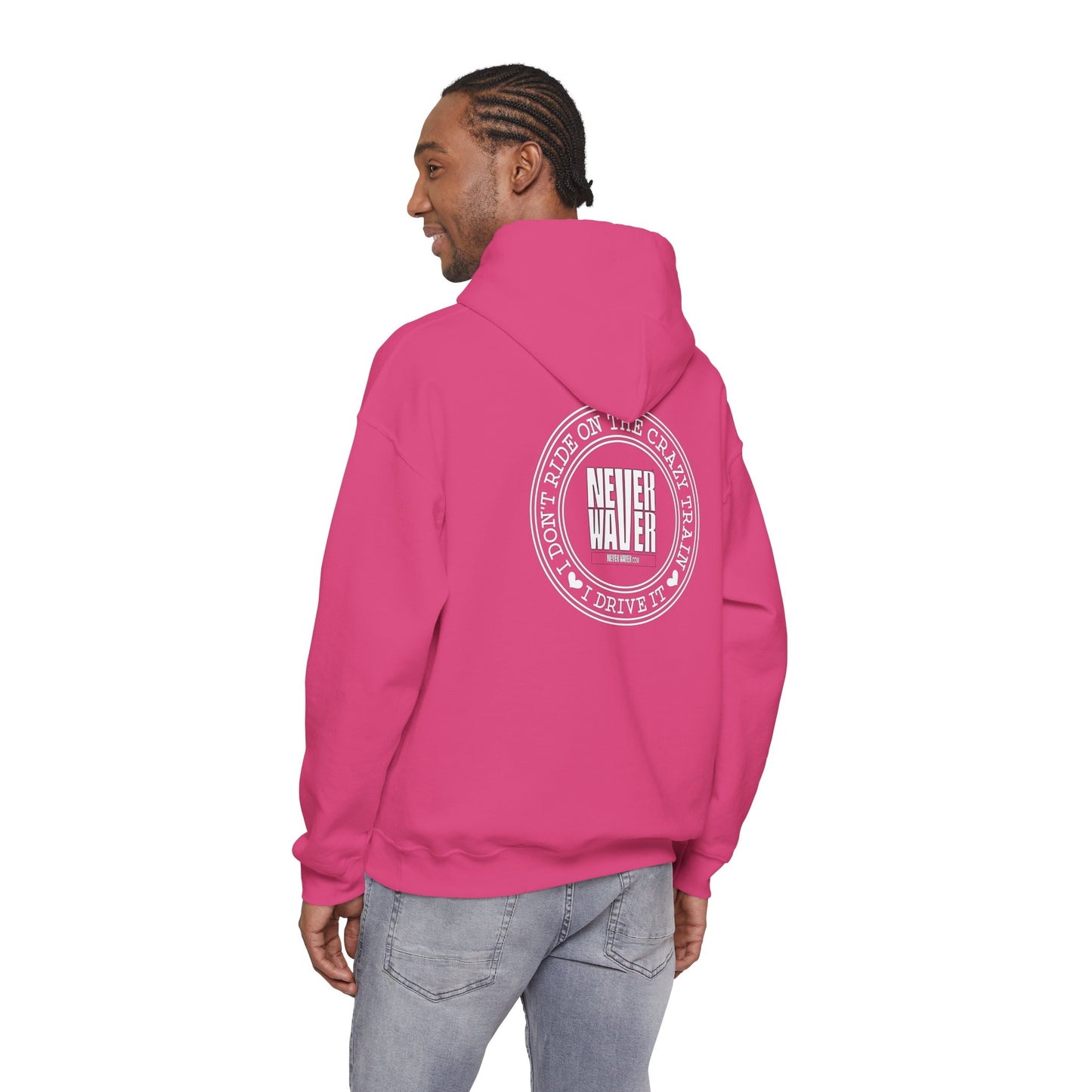 Never Waver I Don't Ride on the Crazy Train I Drive It Unisex Heavy Blend™ Hooded Sweatshirt