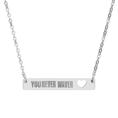 You Never Waver Bar Necklace with Cutout Heart