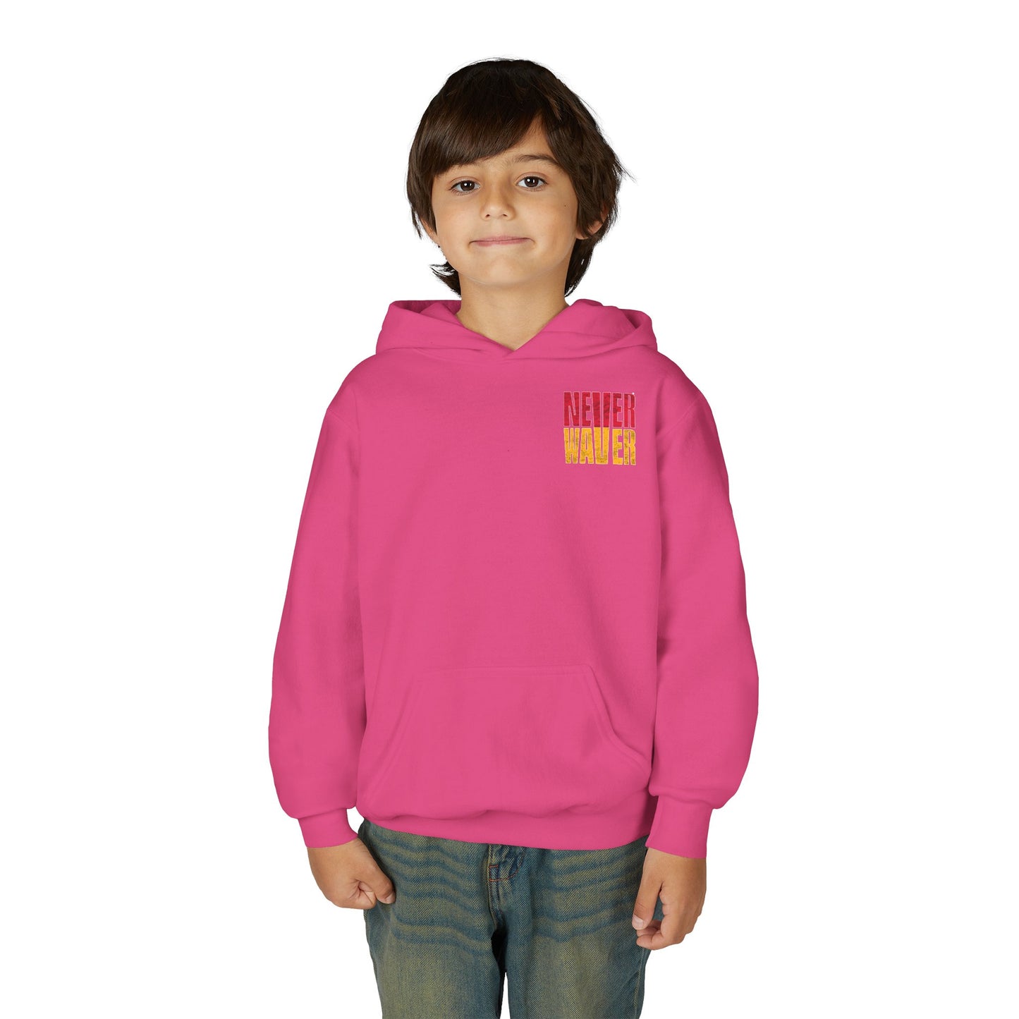Kansas Fans Never Waver Youth Heavy Blend Hooded Sweatshirt