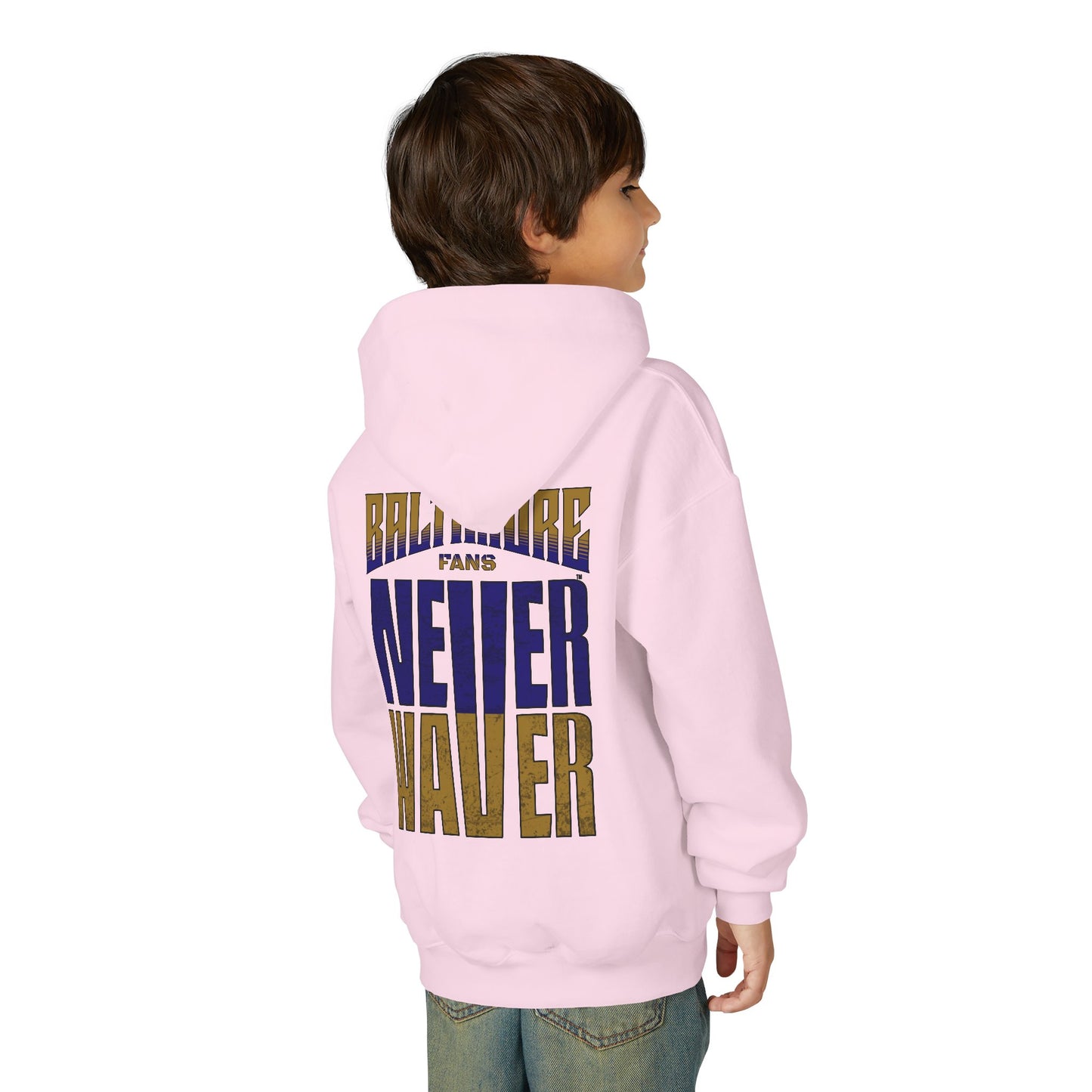 Baltimore Fans Never Waver Youth Heavy Blend Hooded Sweatshirt