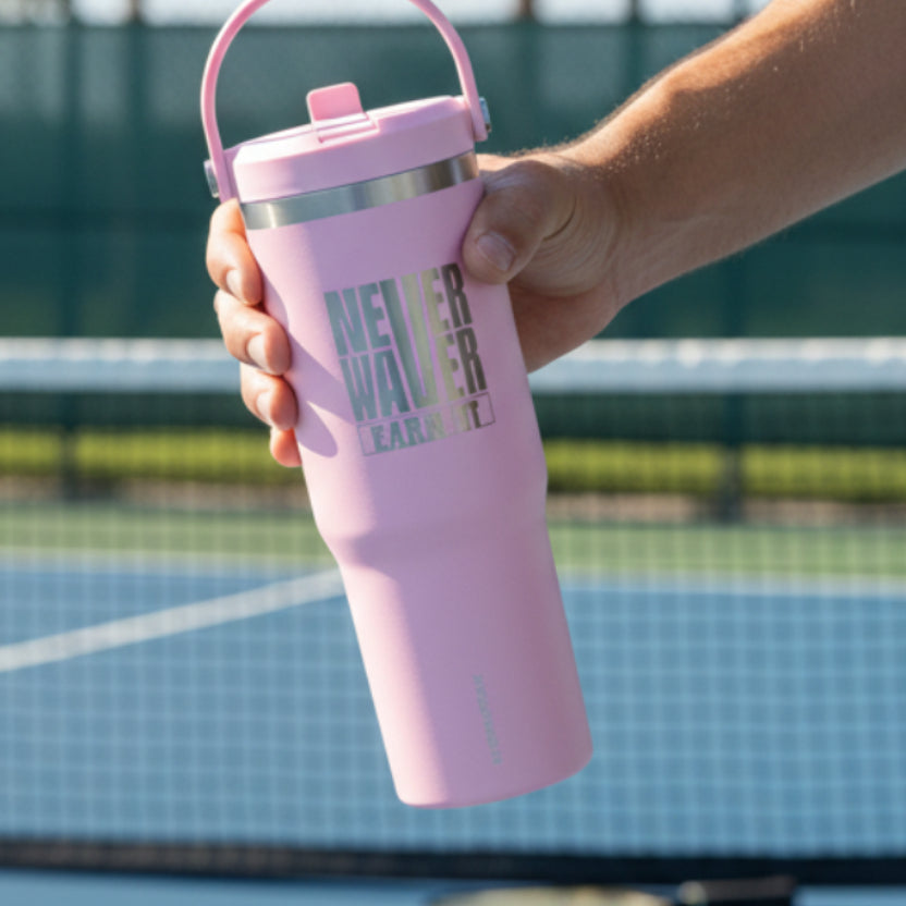 Never Waver "Earn It" 32oz Nomad Tumbler | Insulated Travel Bottle for Motivation & Outdoor Adventure