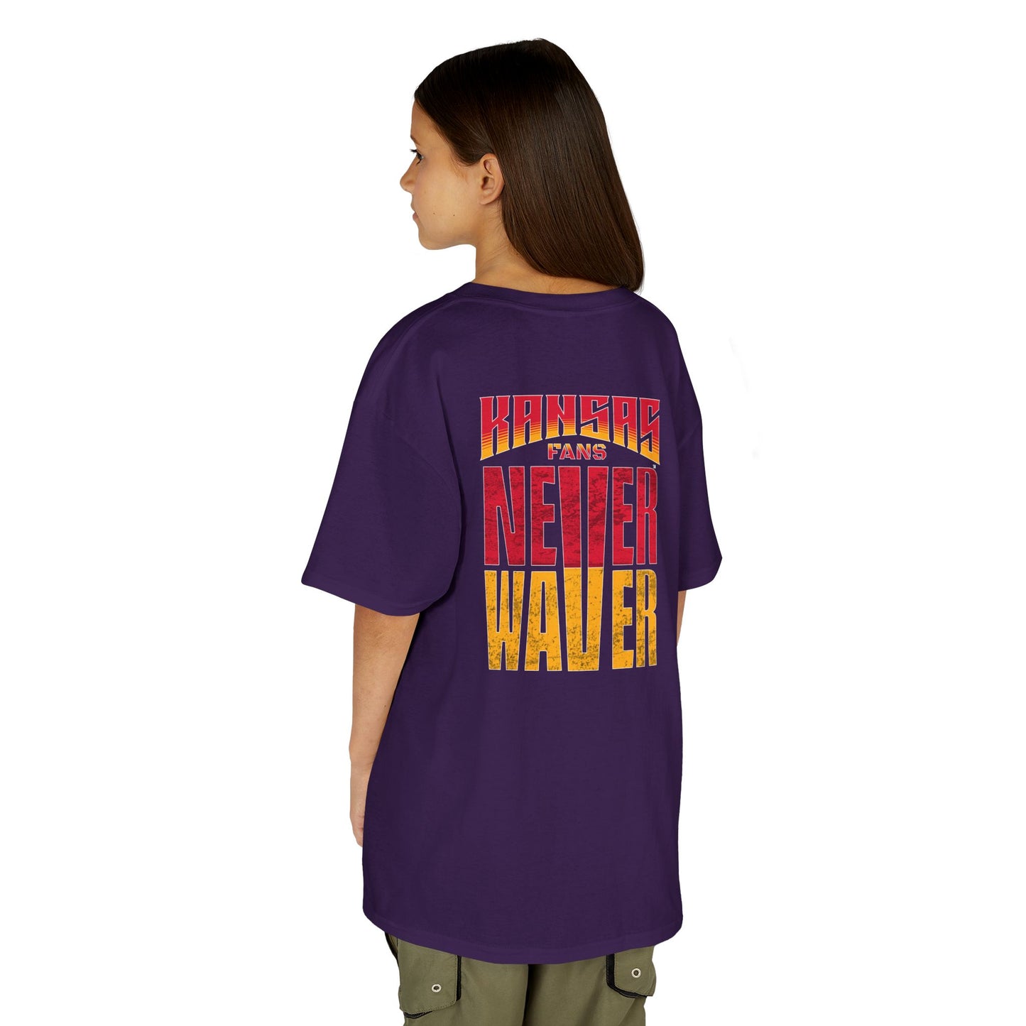 Kansas Fans Never Waver Kids Heavy Cotton™ Tee