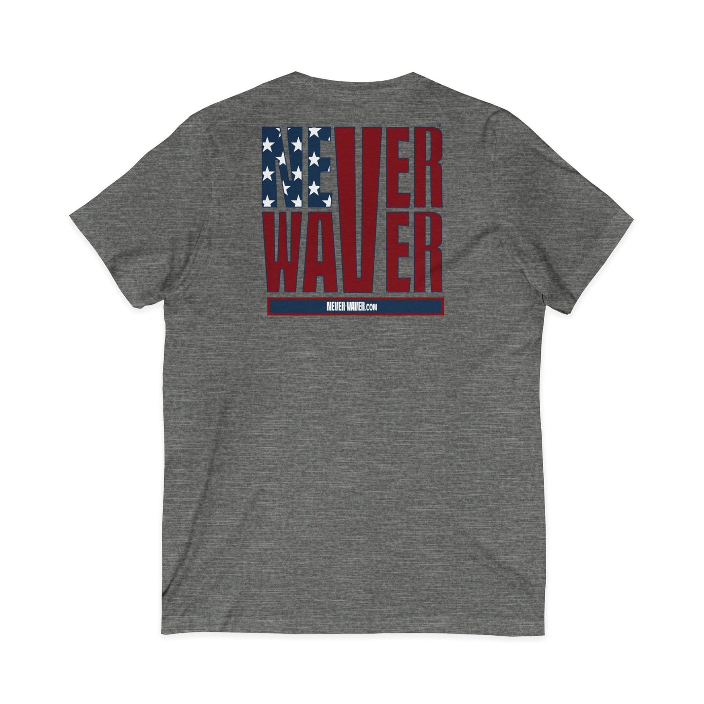 Never Waver Stylized Flag Design Unisex Jersey Short Sleeve V-Neck Tee