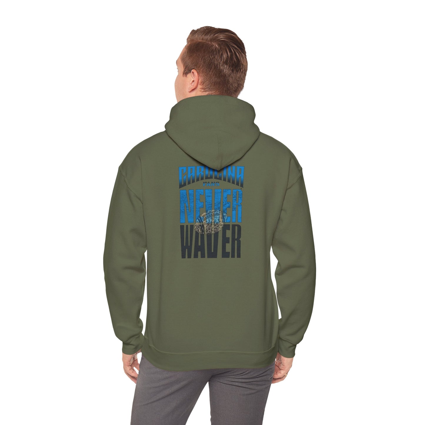 Carolina Fans Never Waver  w Leopard Football Unisex Heavy Blend™ Hooded Sweatshirt