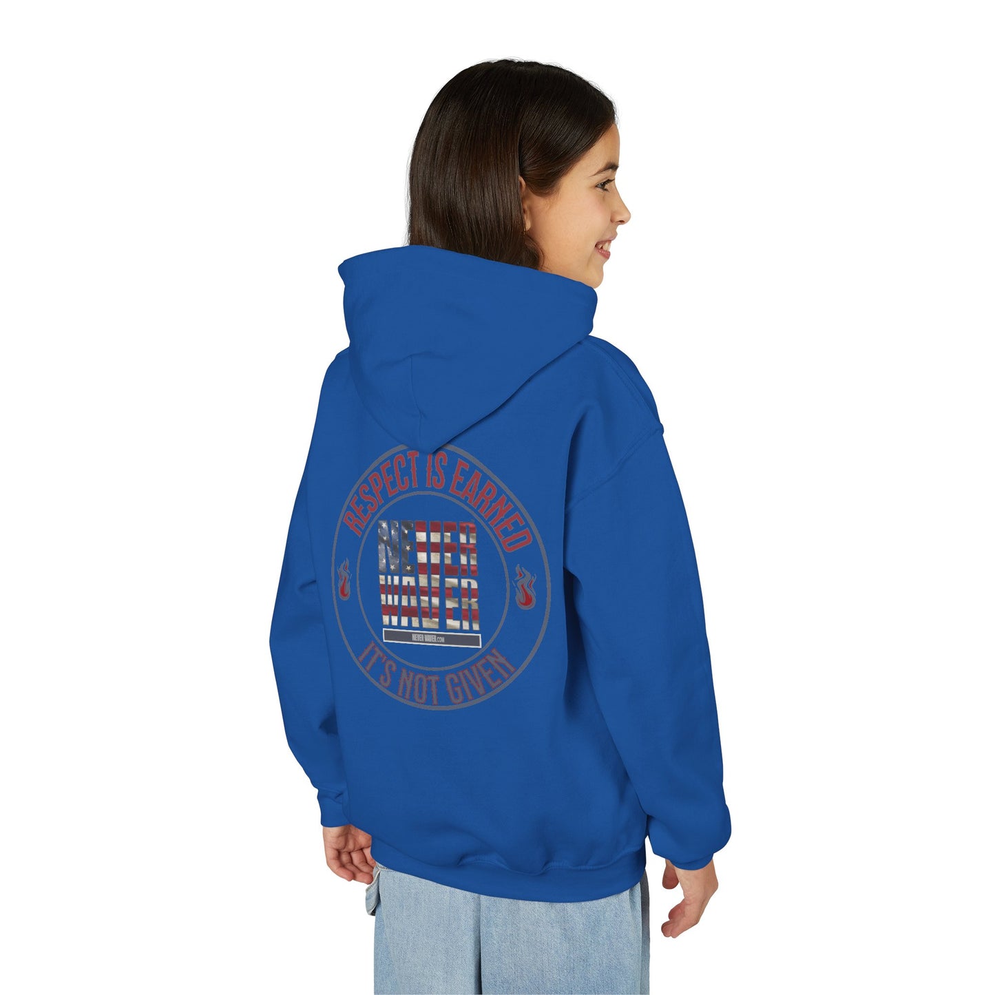 Youth Heavy Blend Hoodie - "Respect is Earned Never Waver It's Not Given" Motivational Sweatshirt