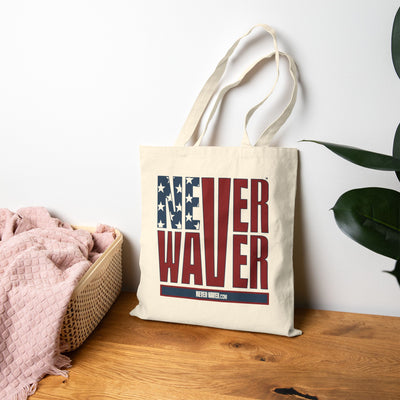 Never Waver Stylized Flag Design Cotton Canvas Tote Bag