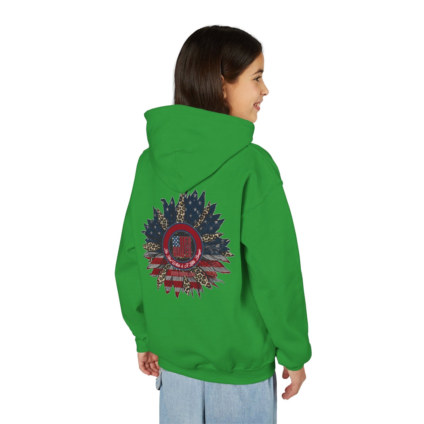 " Never Waver Be Red White and- A Little Bougie" Motivational Youth Heavy Blend Hoodie