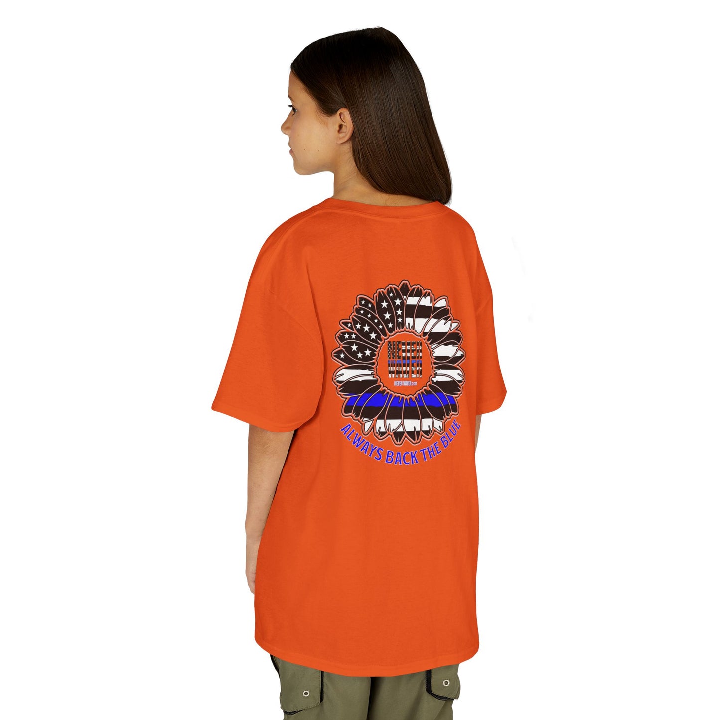 Never Waver Always Back The Blue   Kids Heavy Cotton™ Tee
