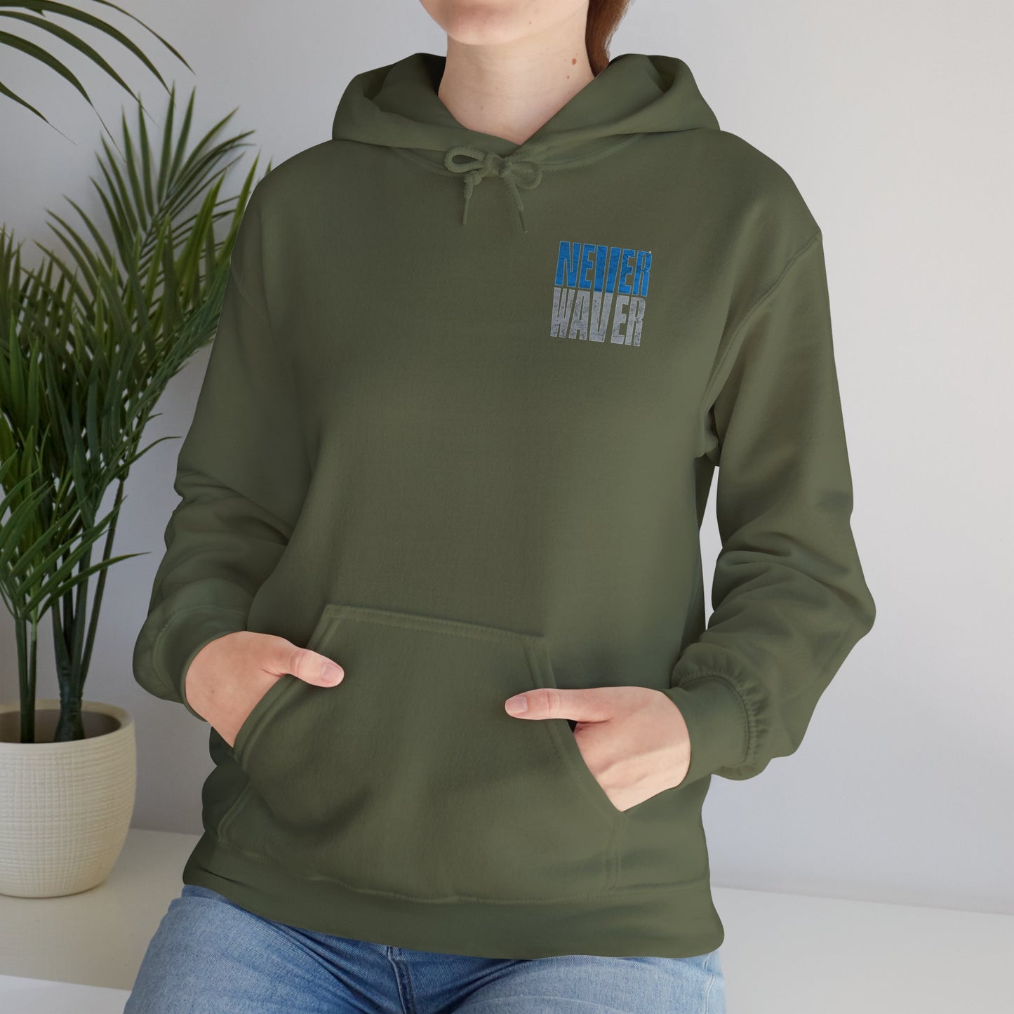 'Never Waver Detroit Fans' Inspirational Hoodie for Fans Unisex Heavy Blend™ Hooded Sweatshirt