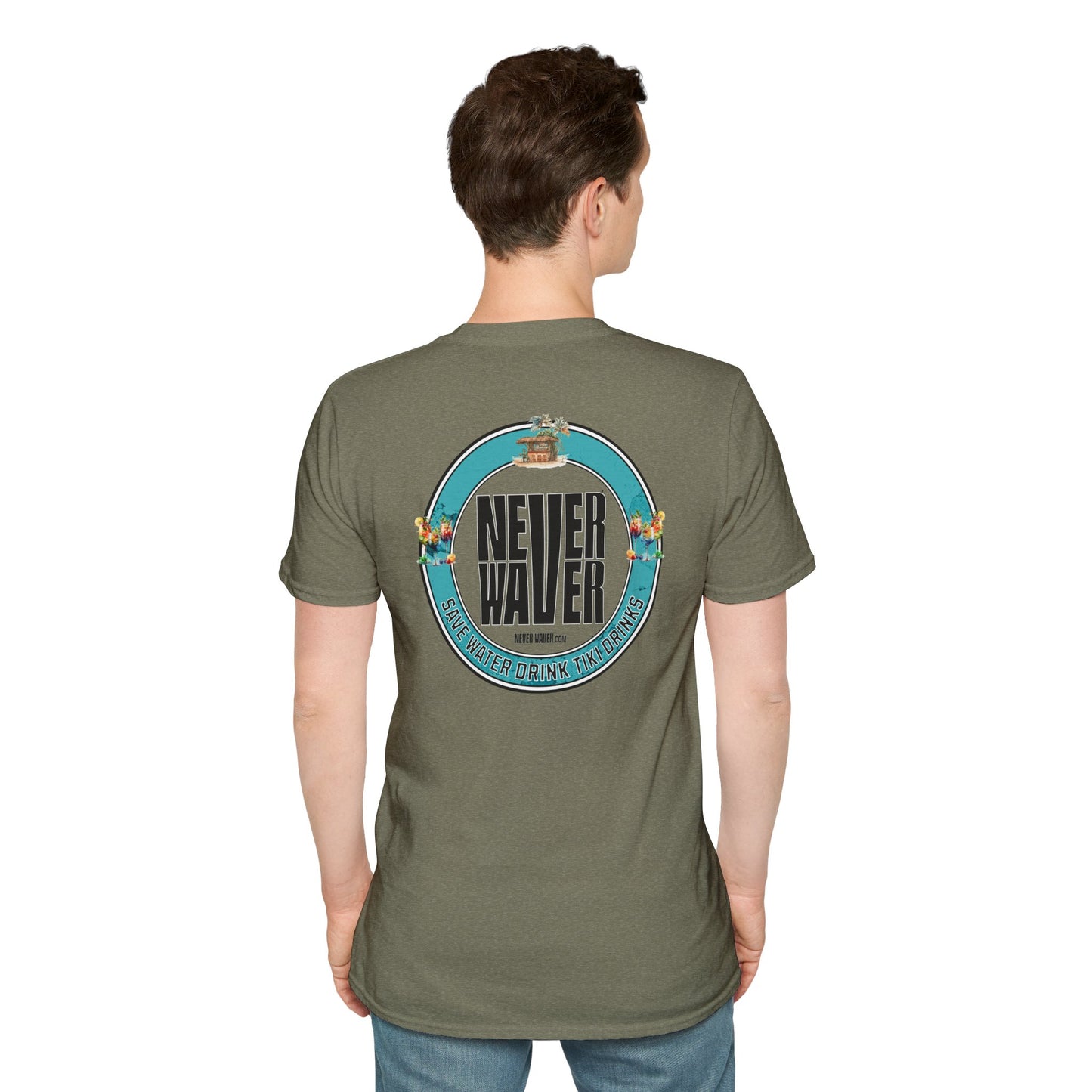 Never Waver Save Water Drink Tiki Drinks Unisex Soft style T-Shirt