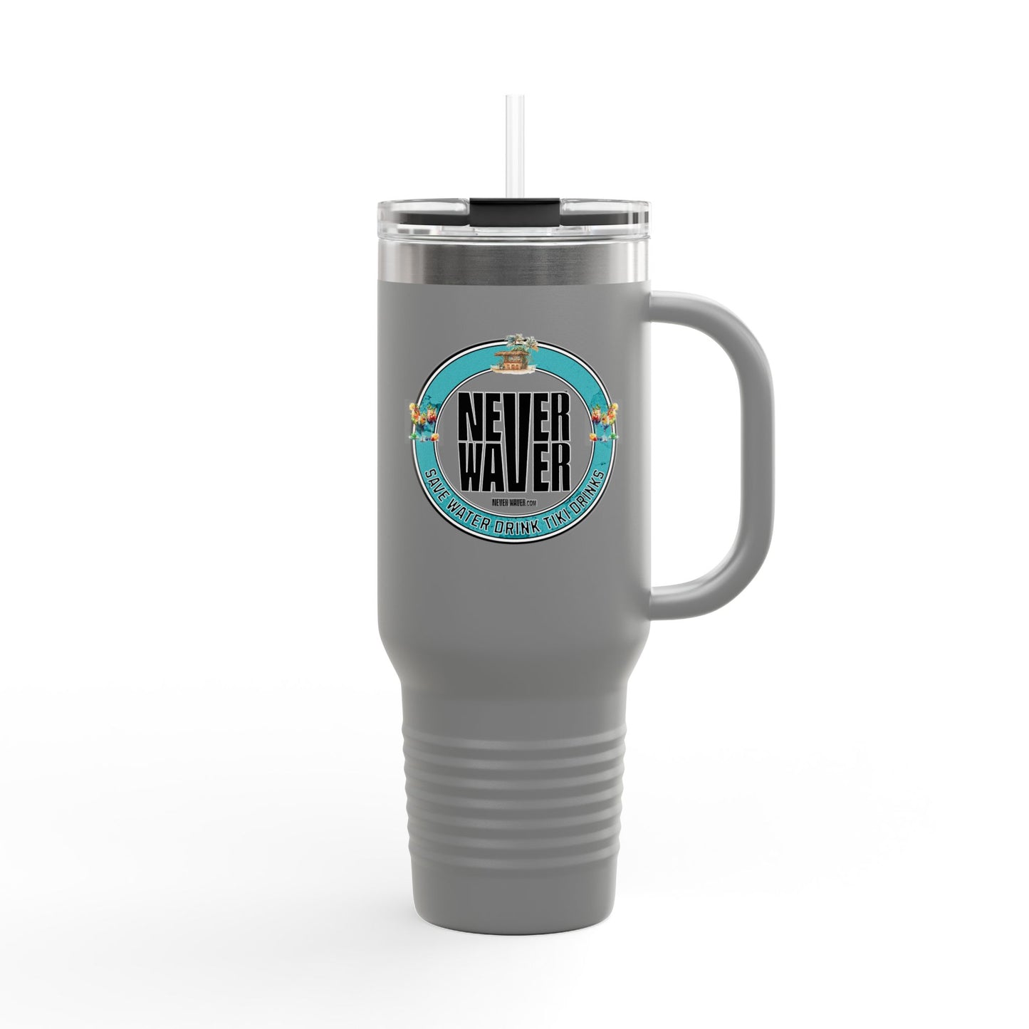 Never Waver Save Water Drink Tiki Drinks Insulated Travel Mug, 40 oz