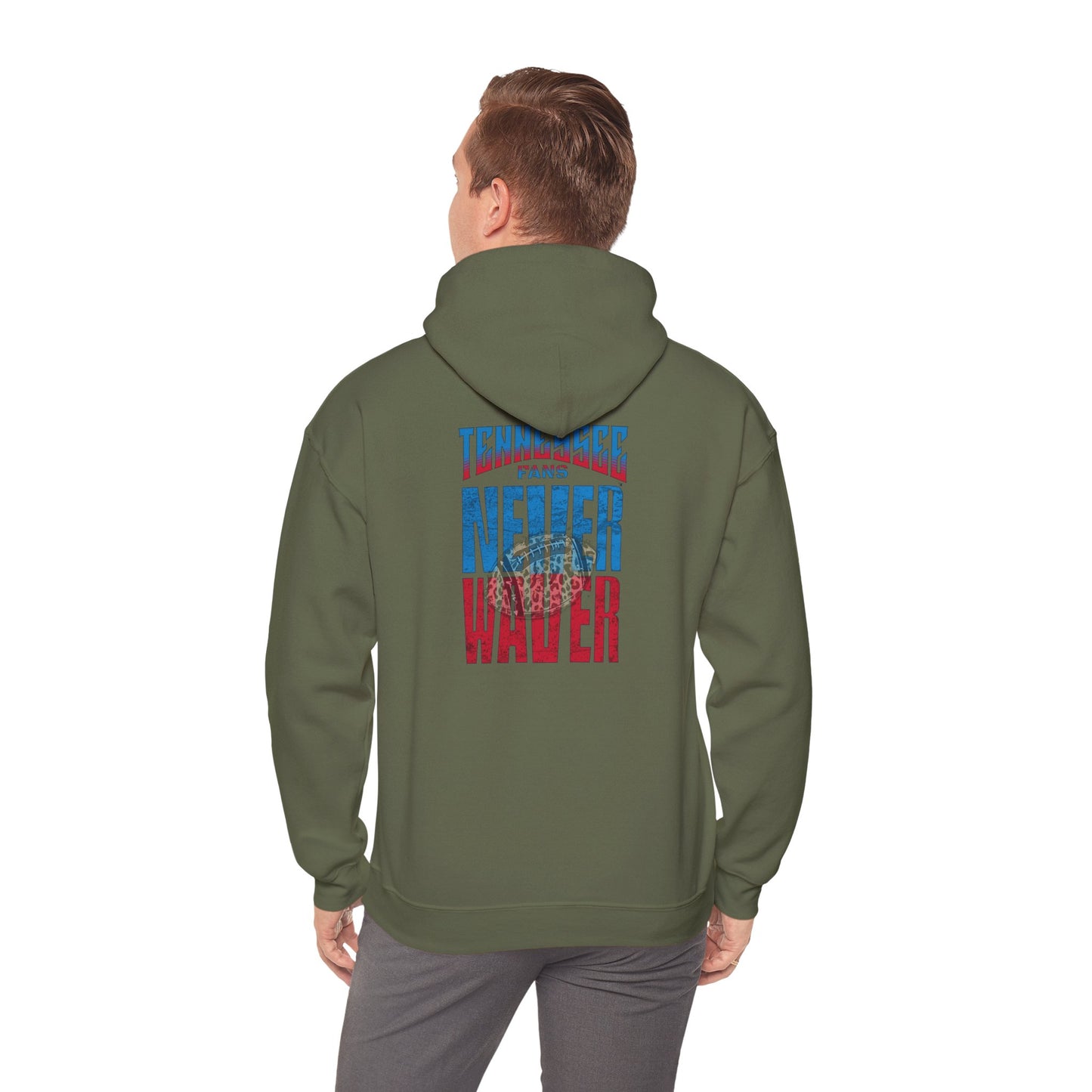 'Tennessee Fans Never Waver W Leopard Football' Casual Comfort for Team Fans Unisex Heavy Blend™ Hooded Sweatshirt