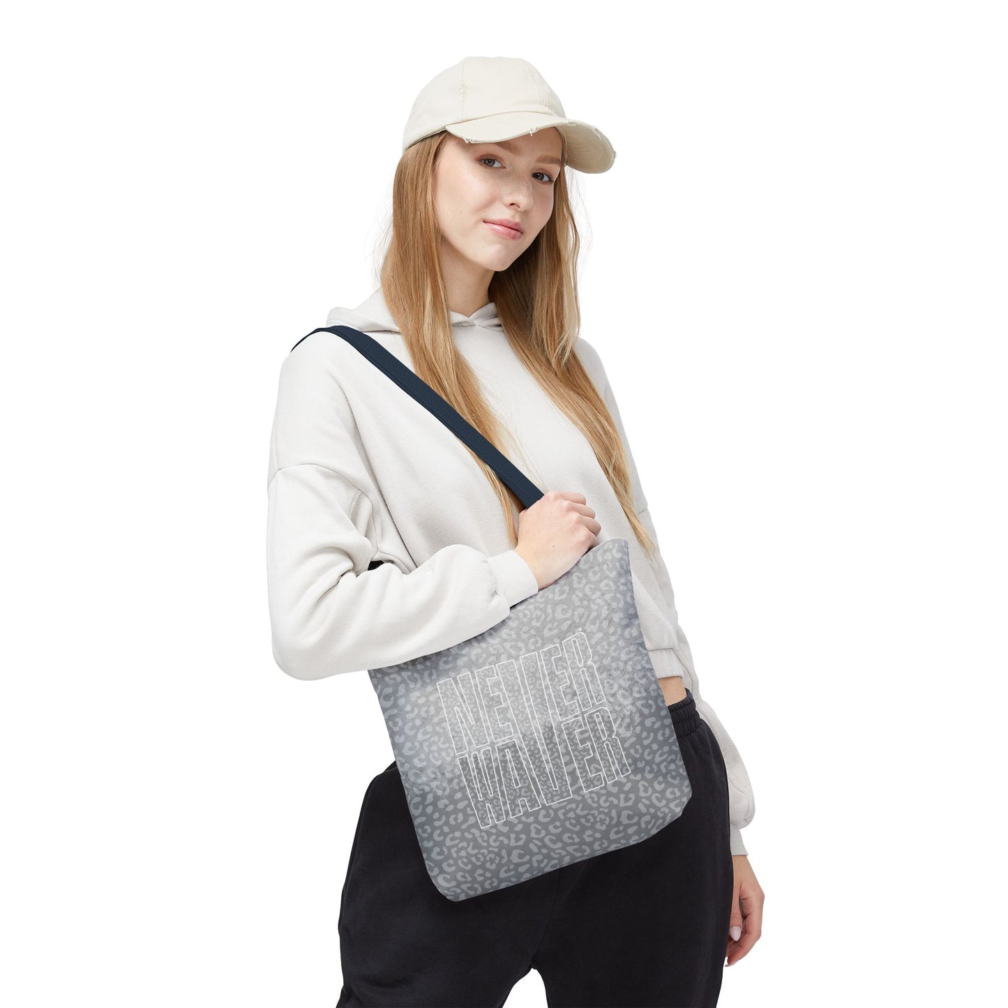 Never Waver Mamma Gray Leopard Tote Bag (AOP)