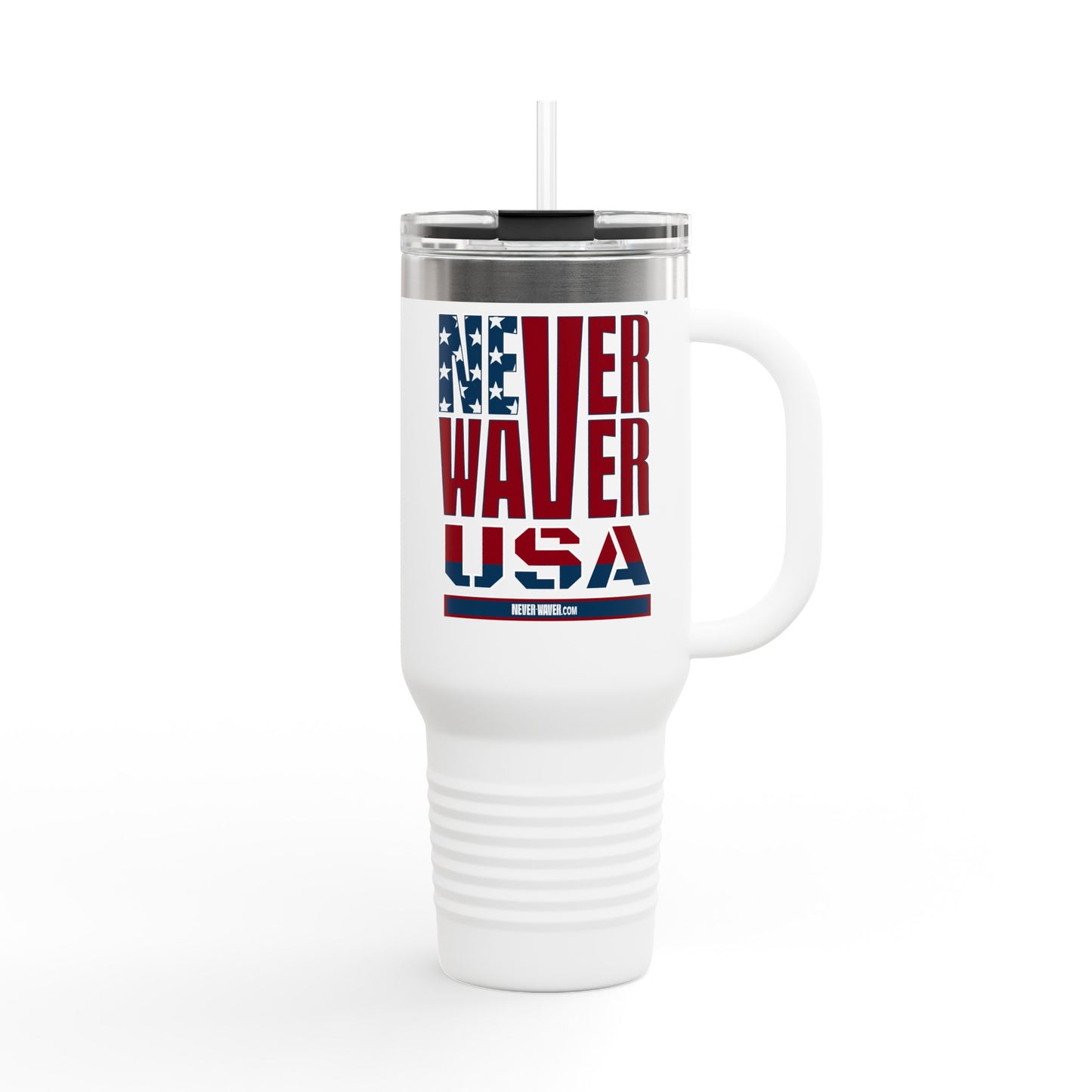 Never Waver USA Insulated Travel Mug, 40oz