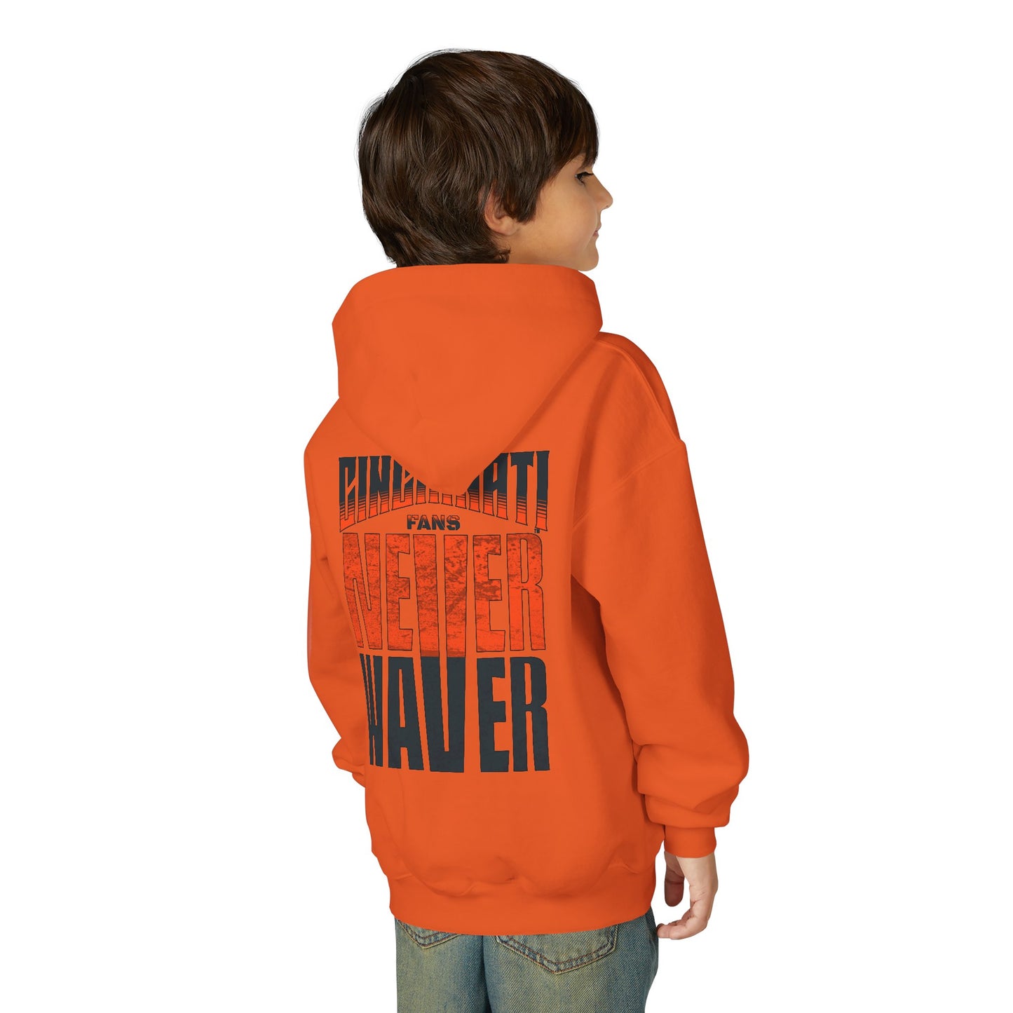 Cincinnati Fans Never Waver Youth Heavy Blend Hooded Sweatshirt