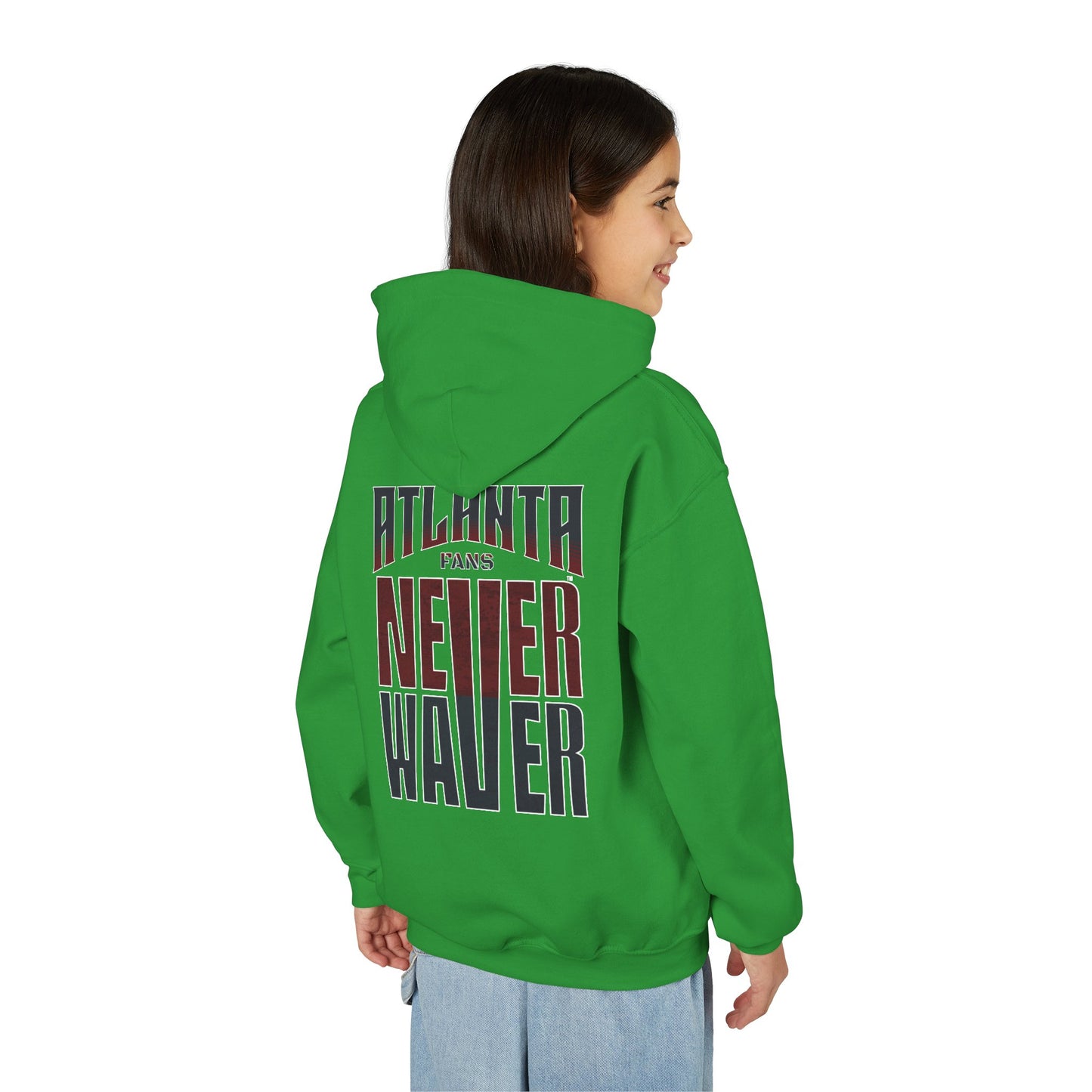 Atlanta Fans Never Waver Youth Heavy Blend Hooded Sweatshirt