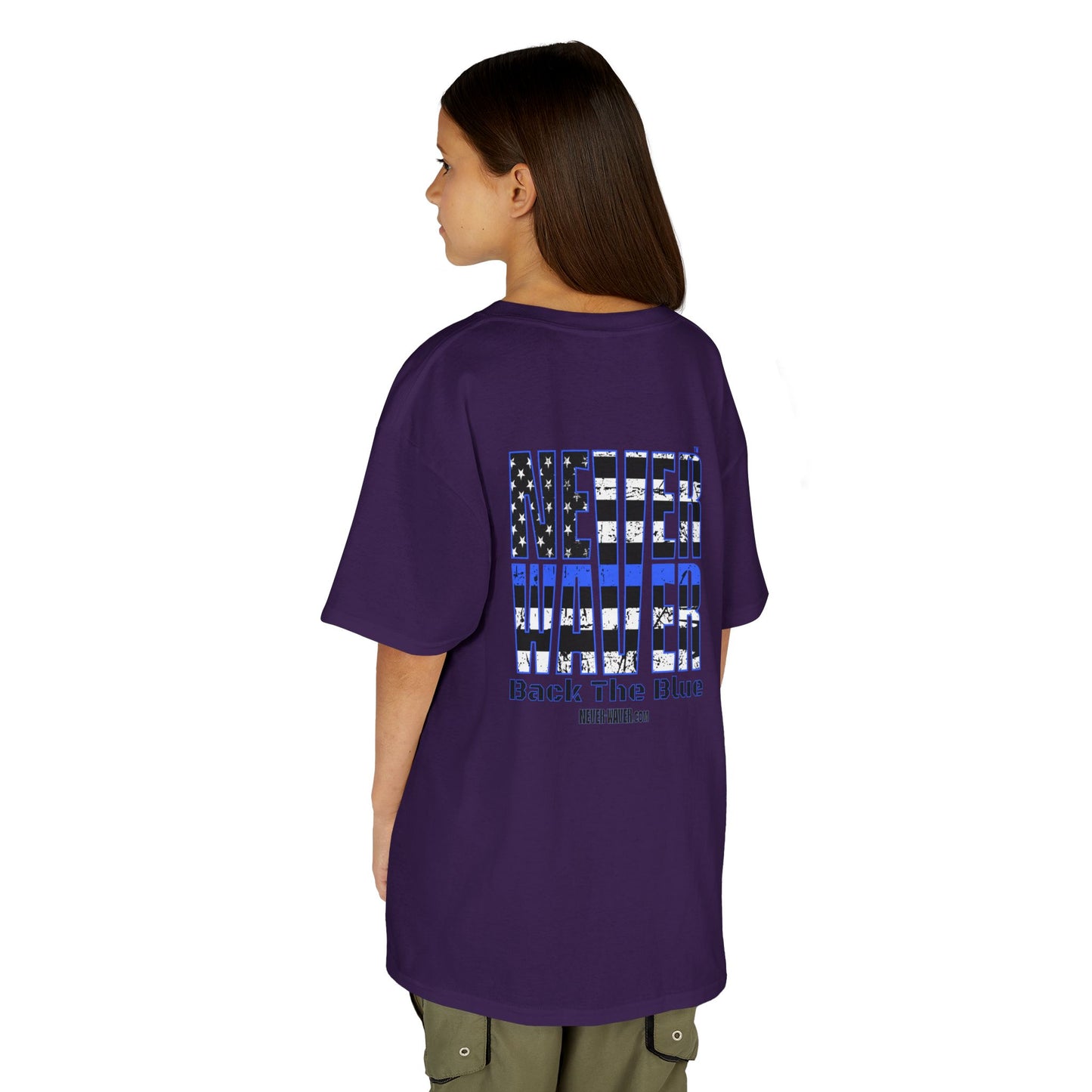 Never Waver Back The Blue  Kids Heavy Cotton™ Tee