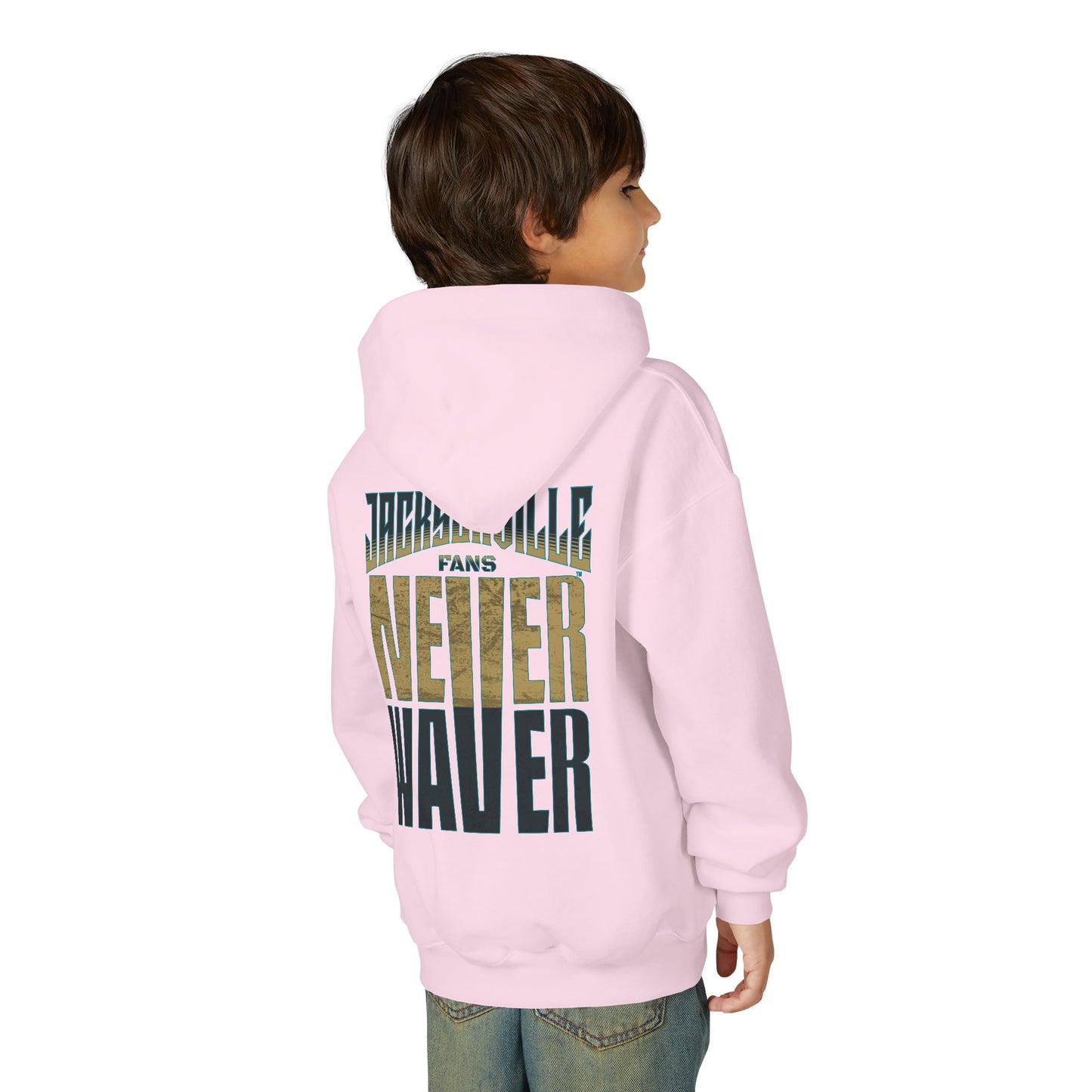 Jacksonville Fans Never Waver Youth Heavy Blend Hooded Sweatshirt