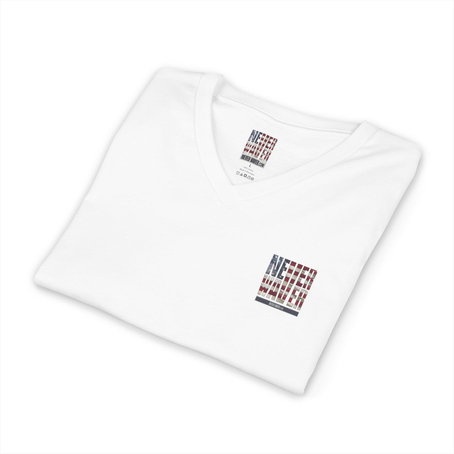 'America Never Wavers' Patriotic Shirt Unisex V-Neck Tee