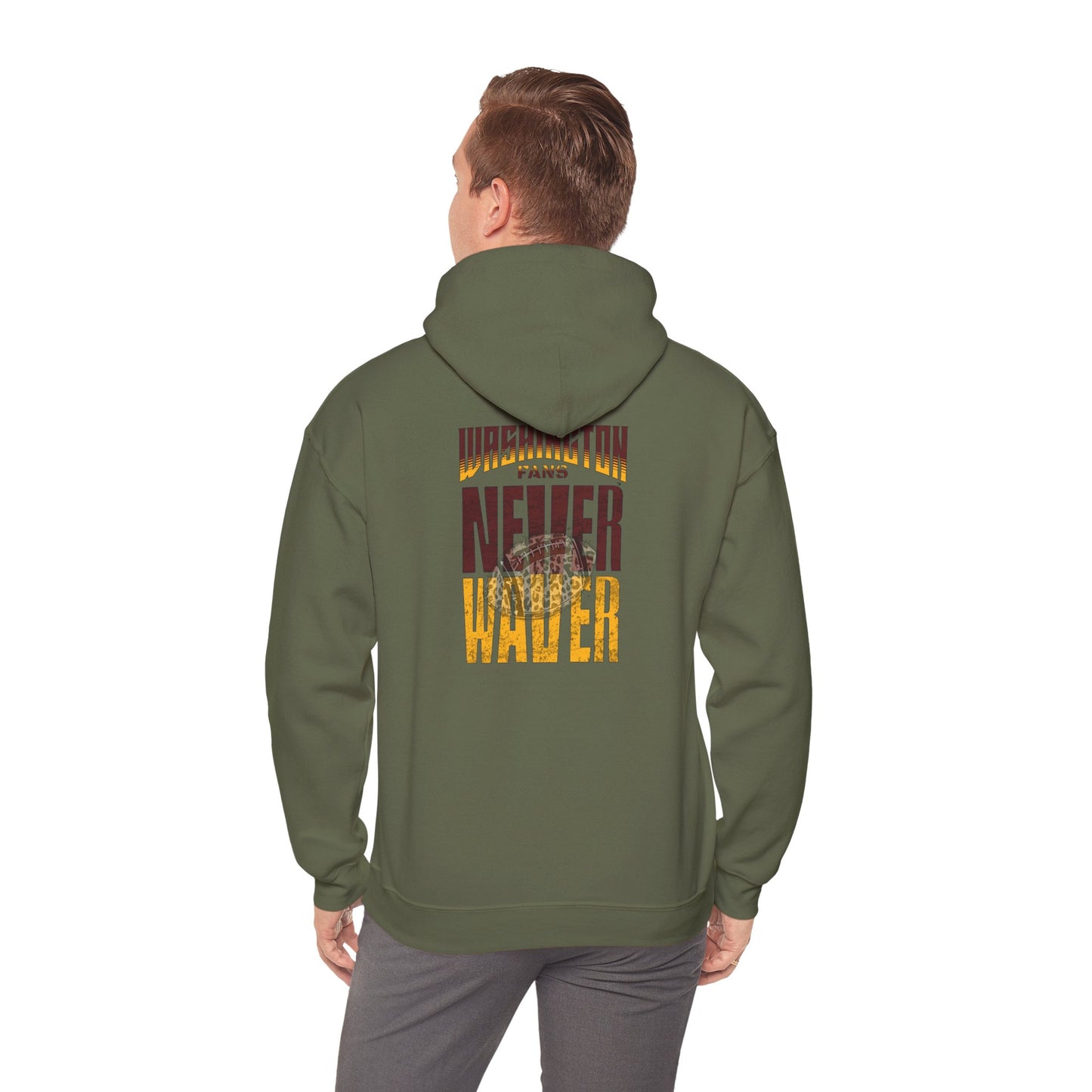 Unisex Heavy Blend™ Hooded Sweatshirt - Washington Fans Never Waver W Leopard Football- Perfect for Sports Fans