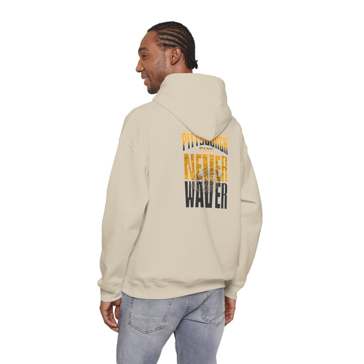 Pittsburgh Fans Never Waver Hoodie w Leopard Football - Unisex Heavy Blend Sweatshirt