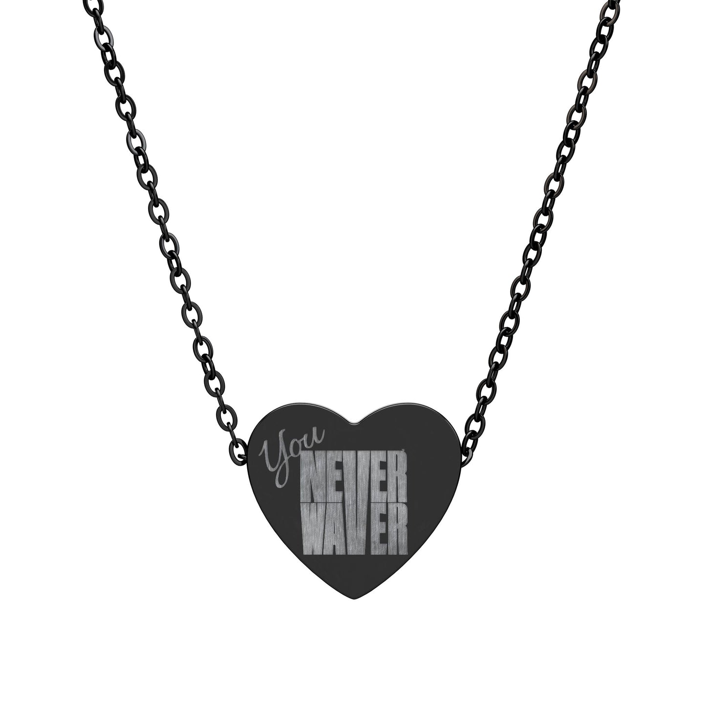 Engraved Heart Necklace You Never Waver