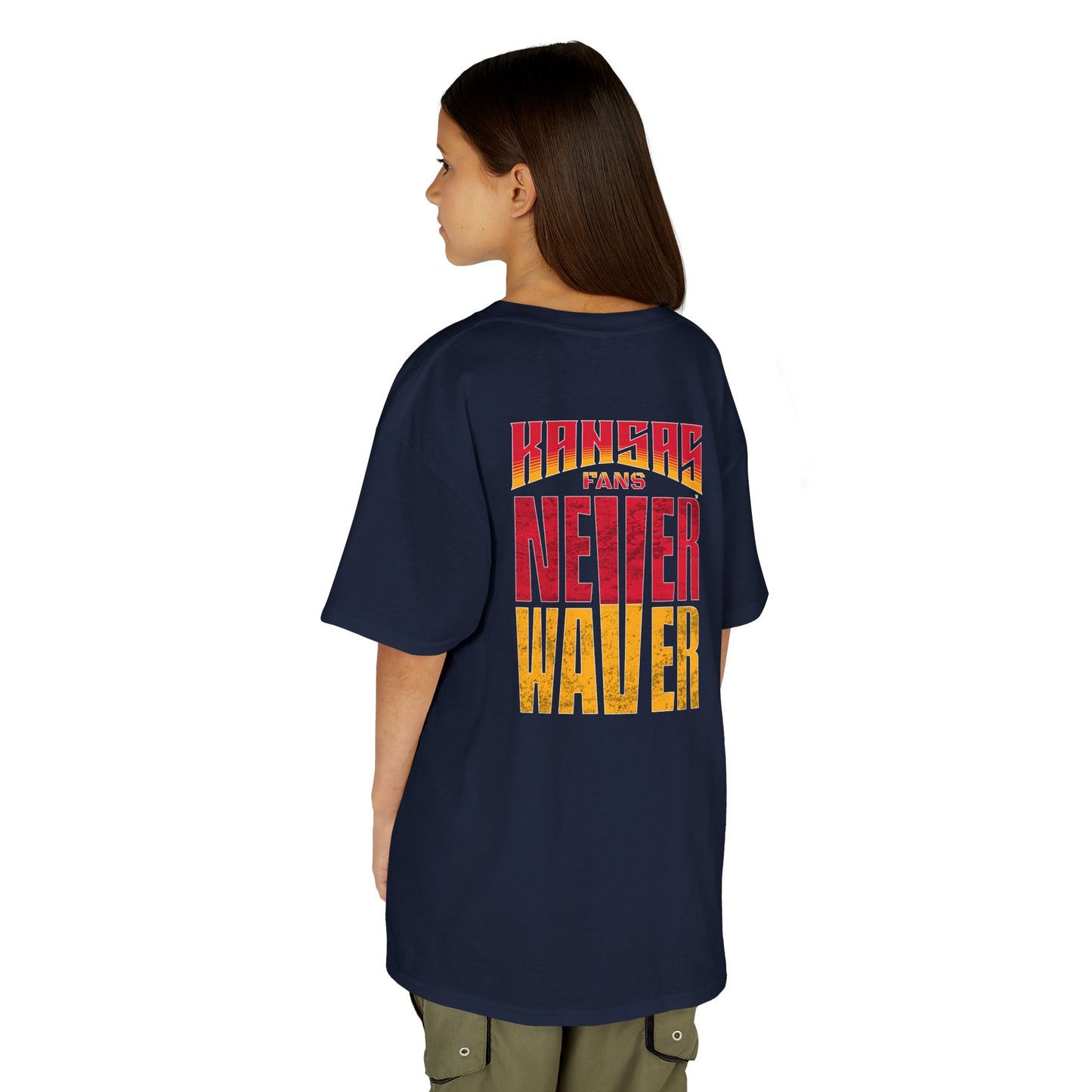 Kansas Fans Never Waver Kids Heavy Cotton™ Tee