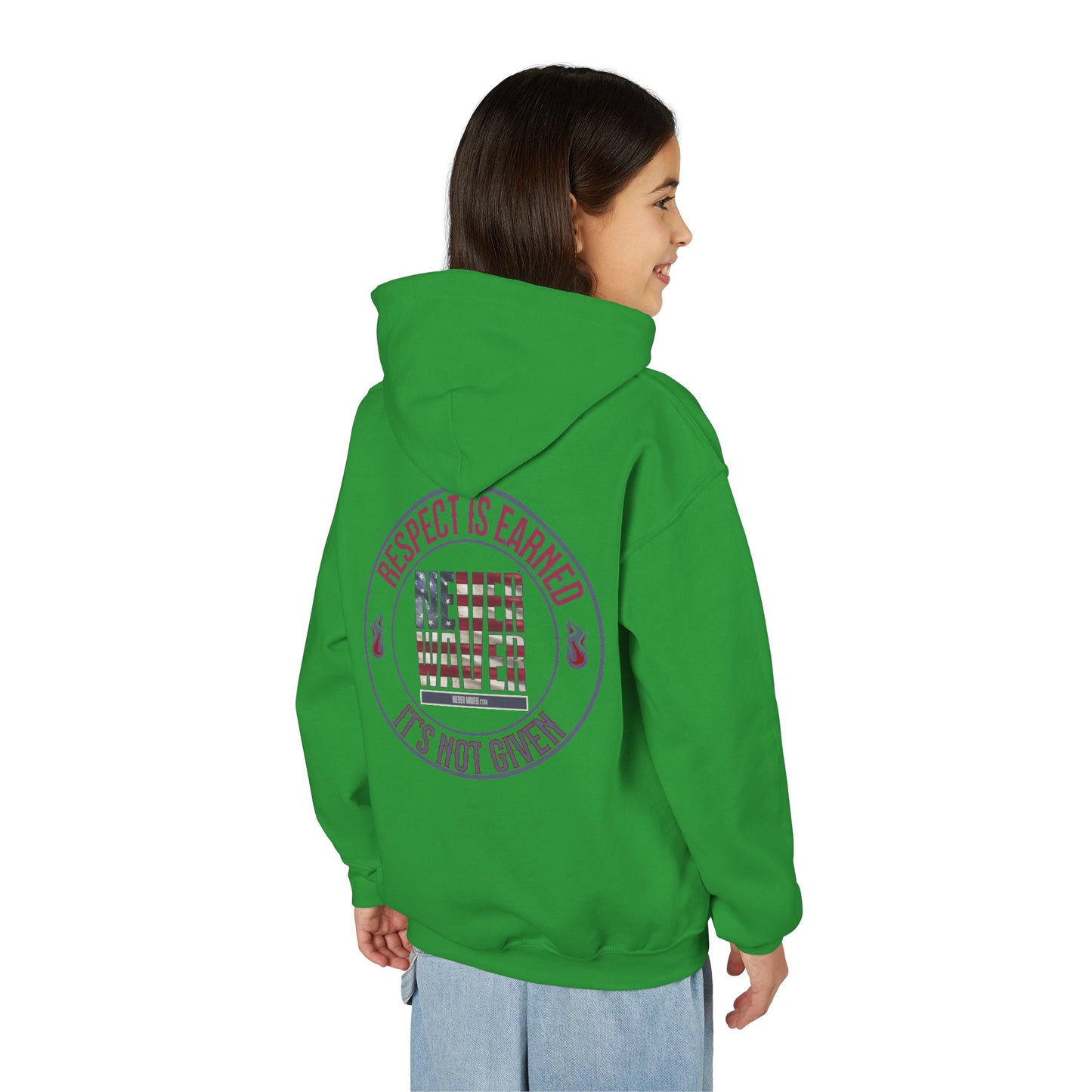 Youth Heavy Blend Hoodie - "Respect is Earned Never Waver It's Not Given" Motivational Sweatshirt