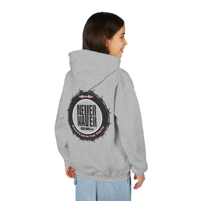 NEVER WAVER KICK FEAR IN THE TEETH Youth Heavy Blend Hooded Sweatshirt