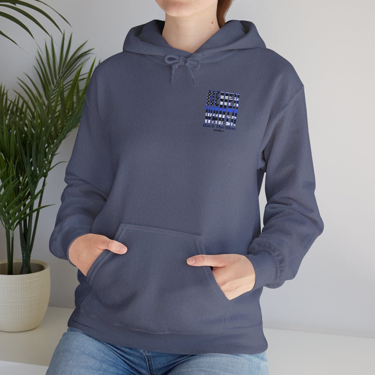 Never Waver Back The Blue Hoodie - Unisex Heavy Blend Sweatshirt