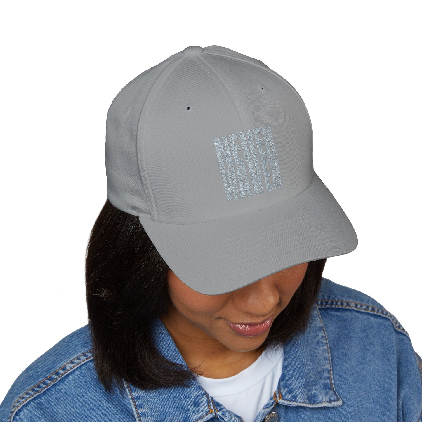Never Waver Embroidered Motivational Baseball Cap