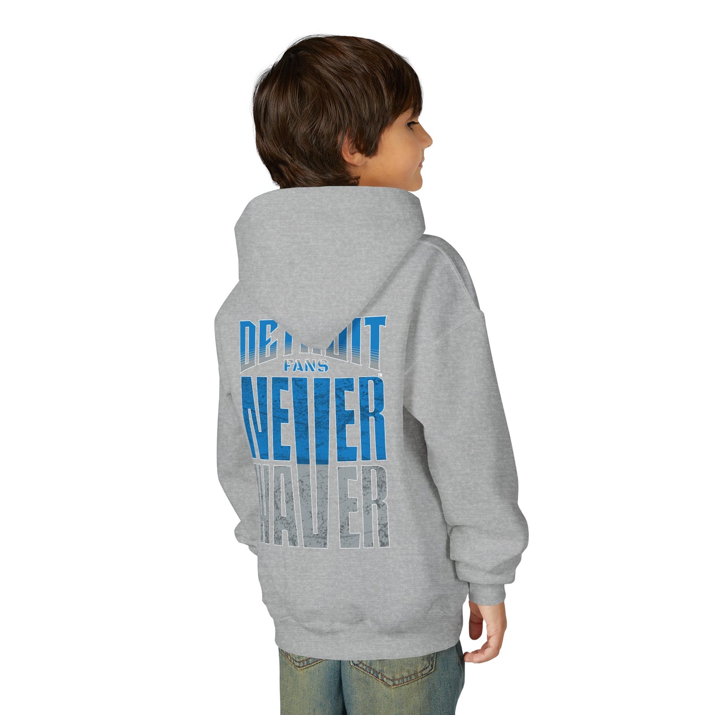 Detroit Fans Never Waver Youth Heavy Blend Hooded Sweatshirt
