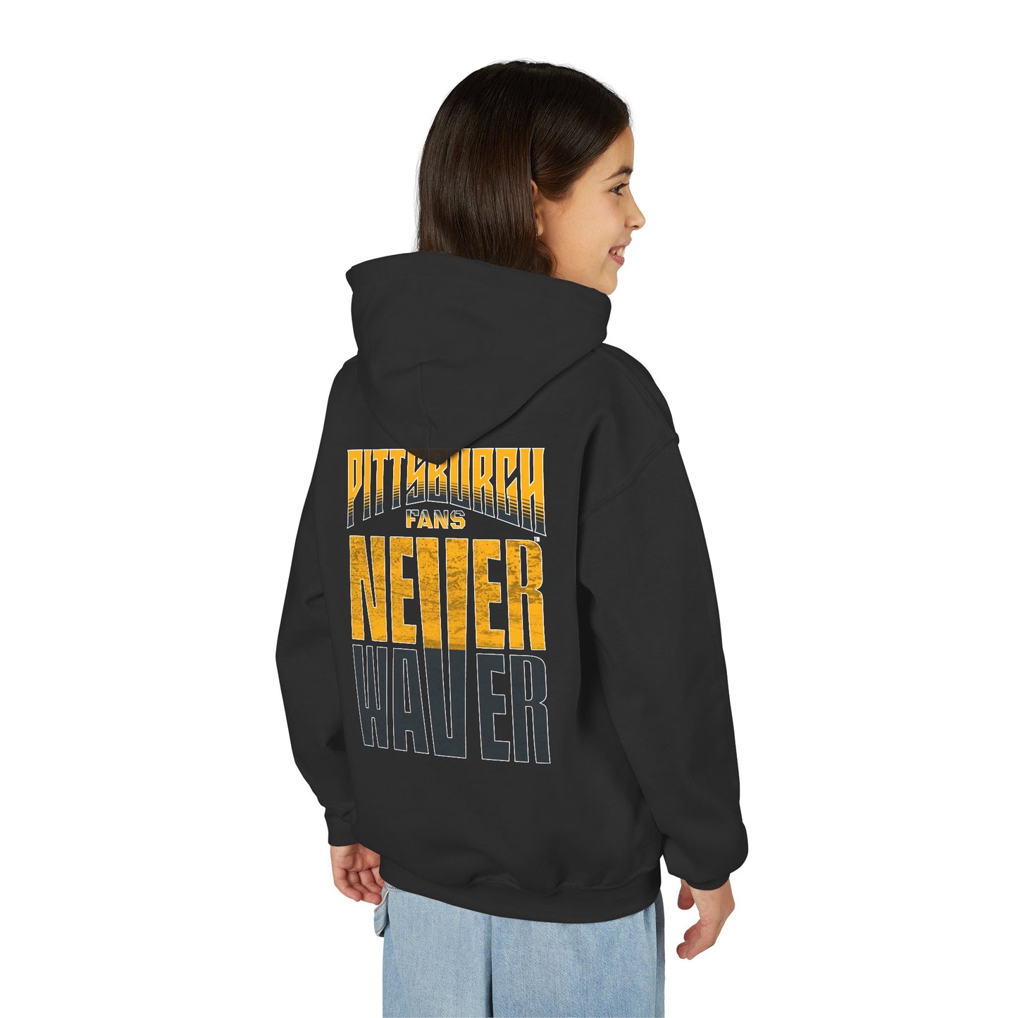 Pittsburgh Fans Never Waver Youth Heavy Blend Hooded Sweatshirt