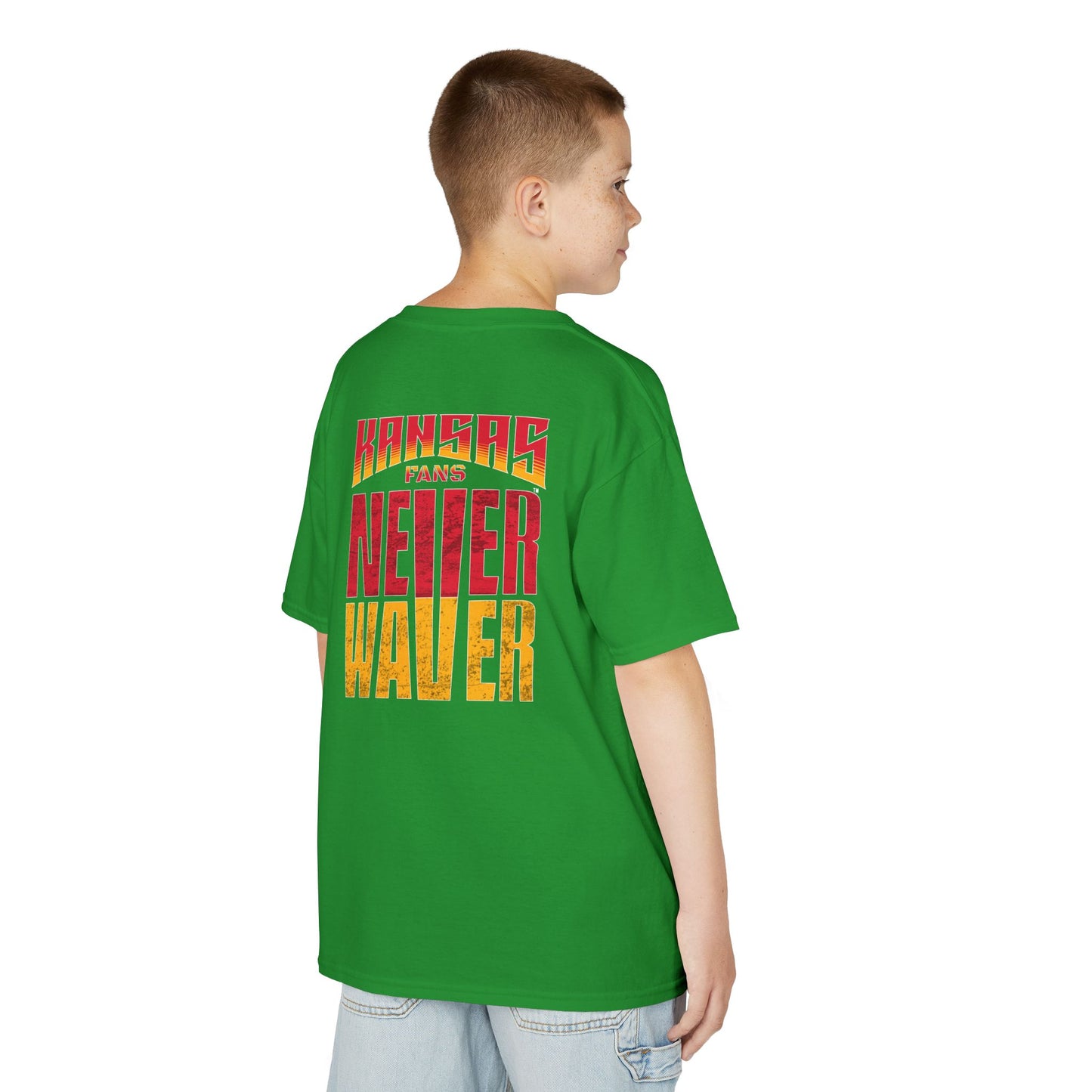 Kansas Fans Never Waver Kids Heavy Cotton™ Tee