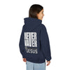 Youth Jesus Hoodie - "Never Waver” Jesus bold, eye-catching design that reflects a steadfast faith and confidence in Christ. " Sweatshirt for Young Jesus Lovers