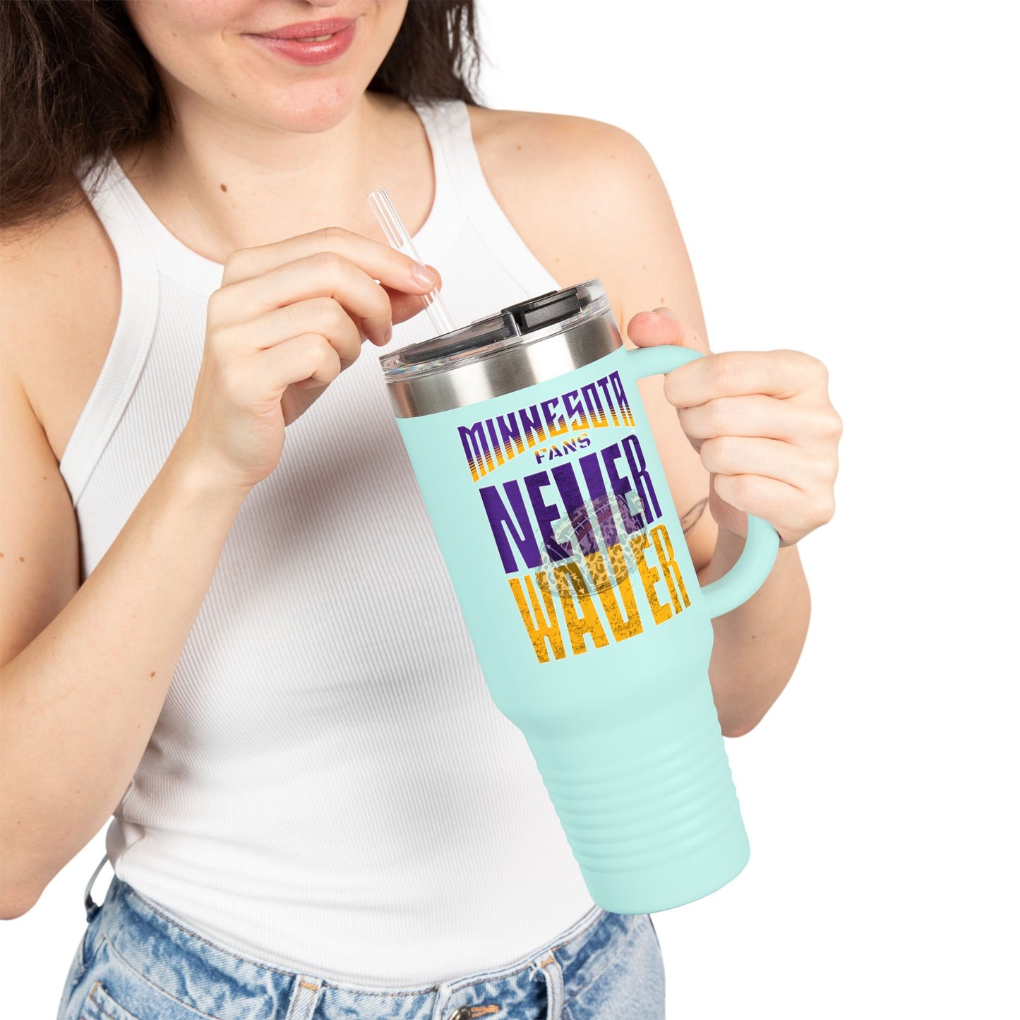 Minnesota Never Waver W-Leopard Football Insulated Travel Mug, 40oz