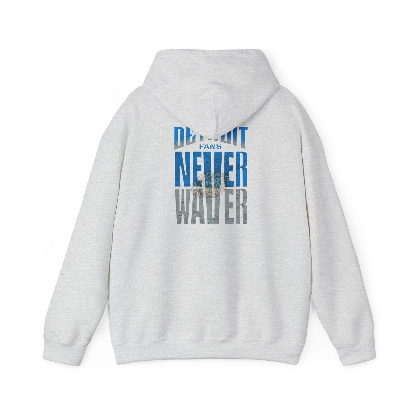 "Detroit Fans NEVER WAVER w Leopard Football" Inspirational Wear Unisex Heavy Blend™ Hooded Sweatshirt