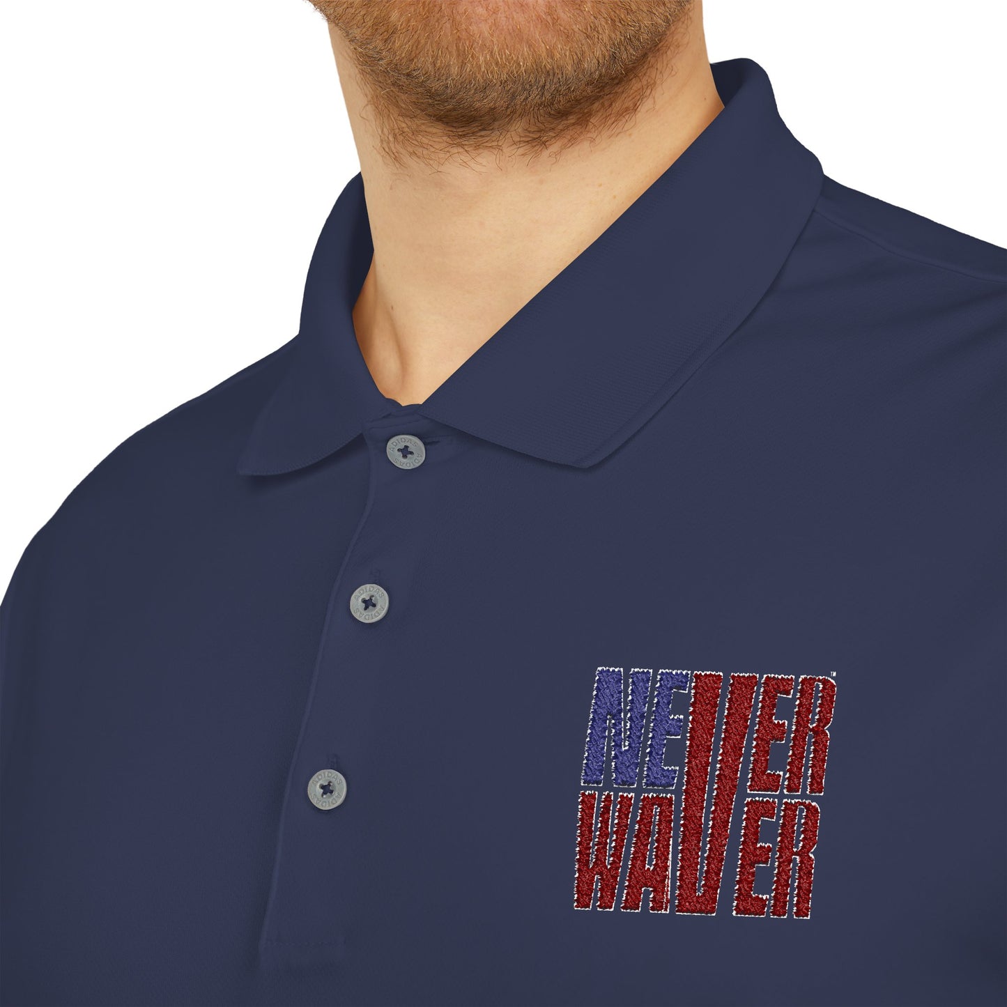 Never Waver Embroidered adidas Unisex Performance Polo