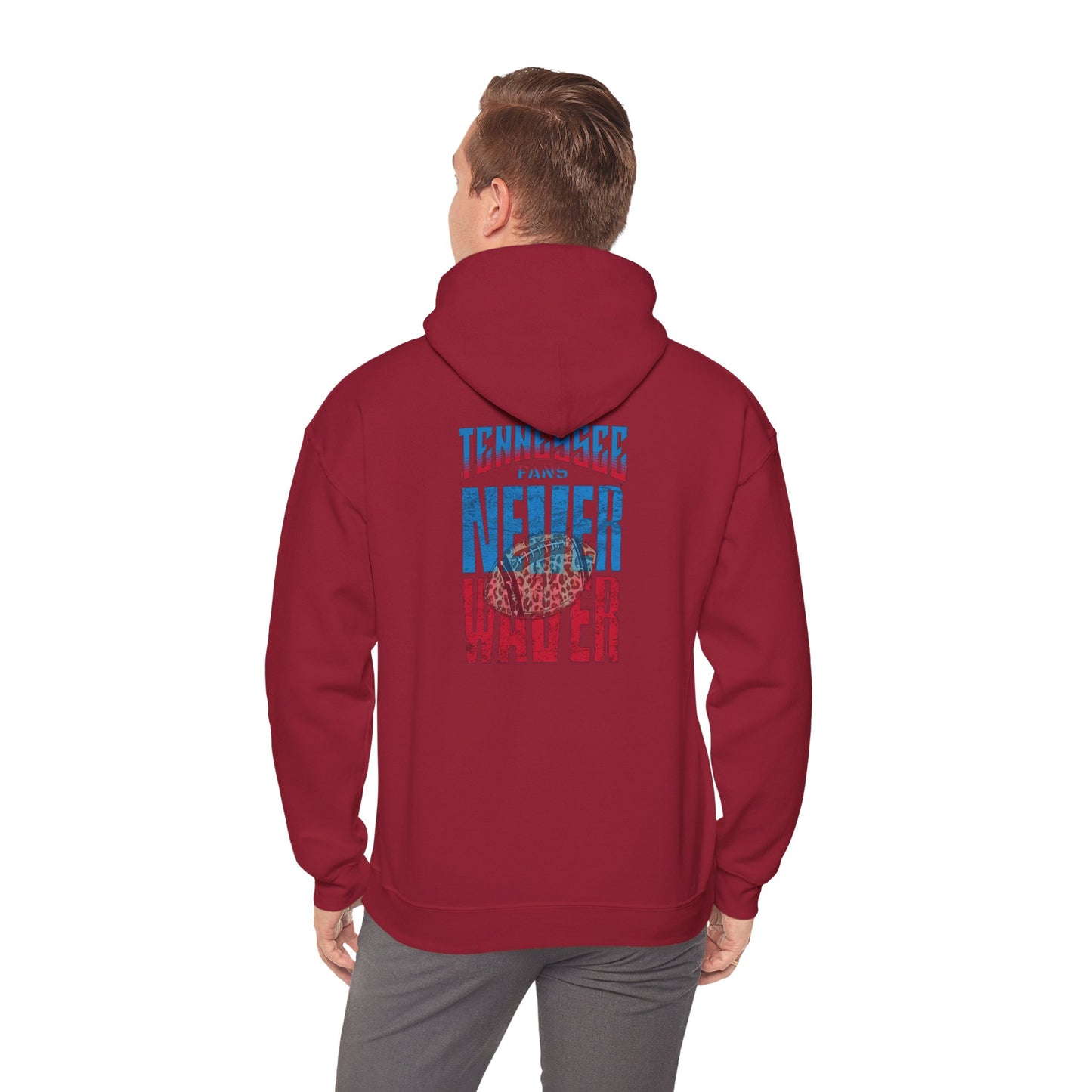 'Tennessee Fans Never Waver W Leopard Football' Casual Comfort for Team Fans Unisex Heavy Blend™ Hooded Sweatshirt