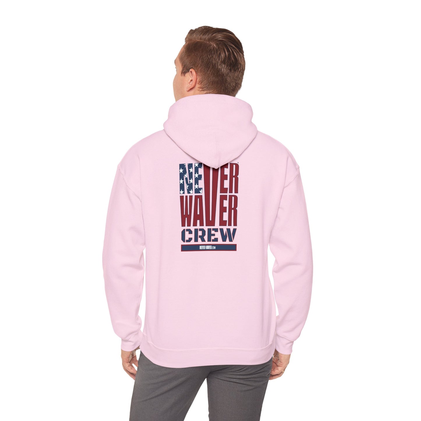 Never Waver Crew with  American Flag Design Unisex Heavy Blend™ Hoodie