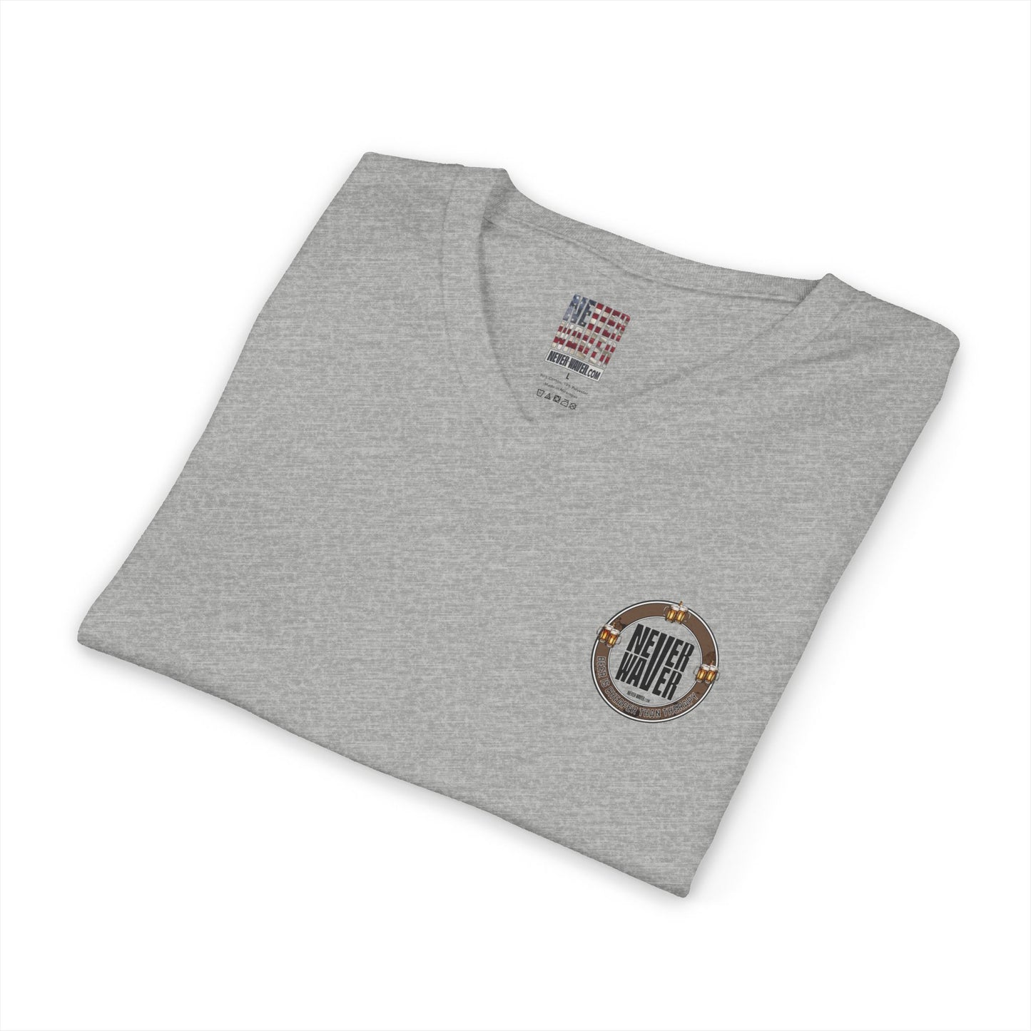 Never Waver Beer Is cheaper Than Therapy Unisex V-Neck Tee - Motivational Graphic Shirt